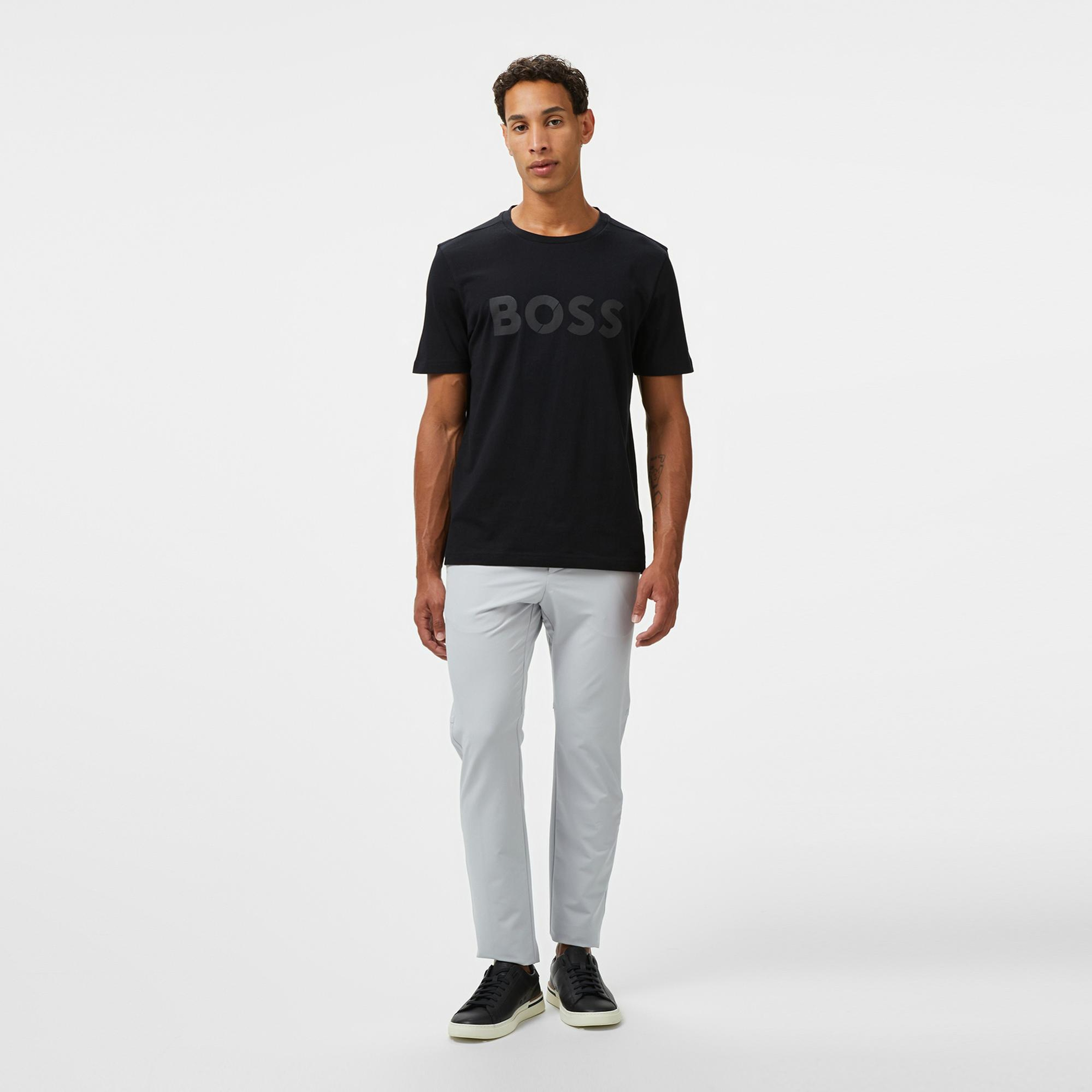 Boss Tape Logo Erkek Siyah T-Shirt