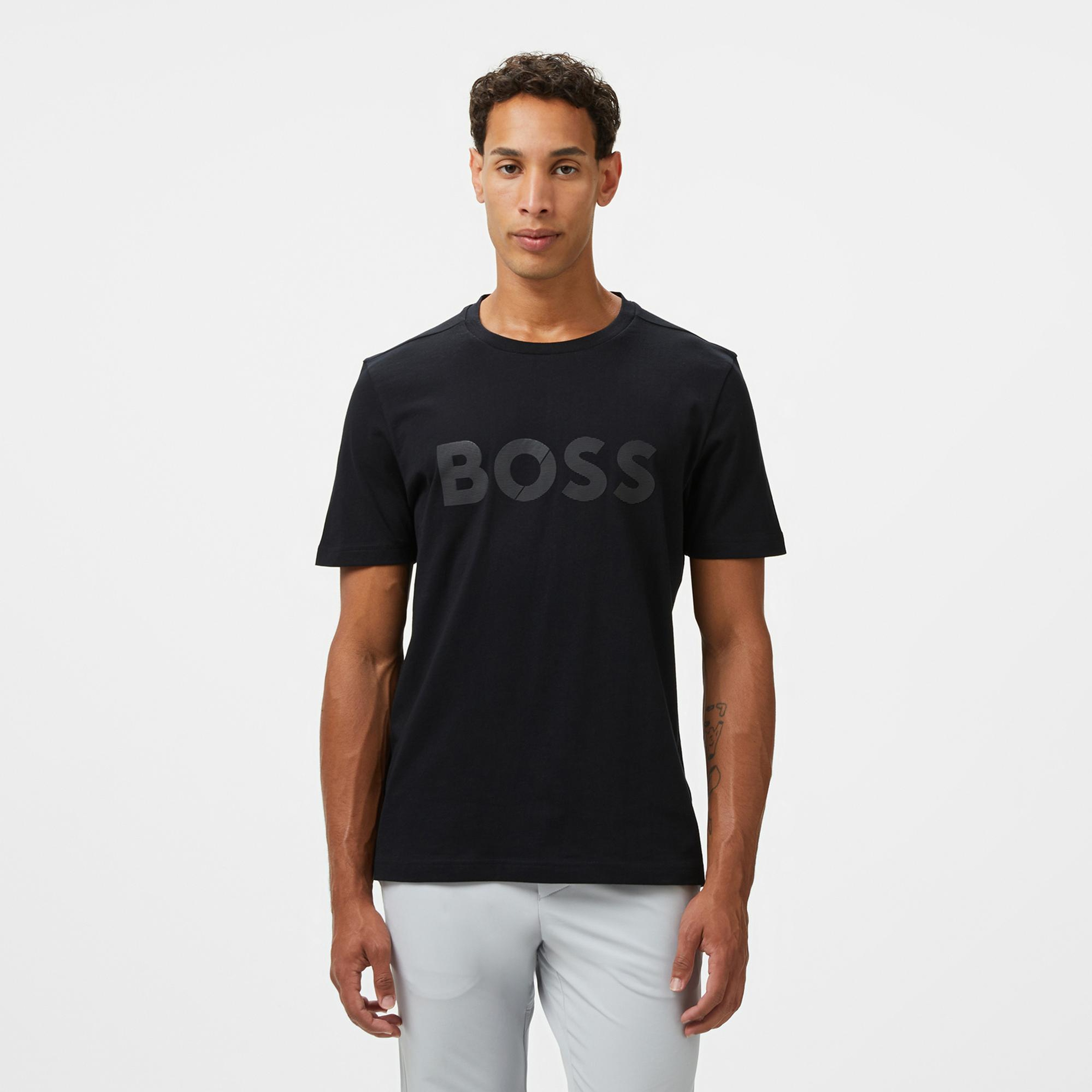 Boss Tape Logo Erkek Siyah T-Shirt
