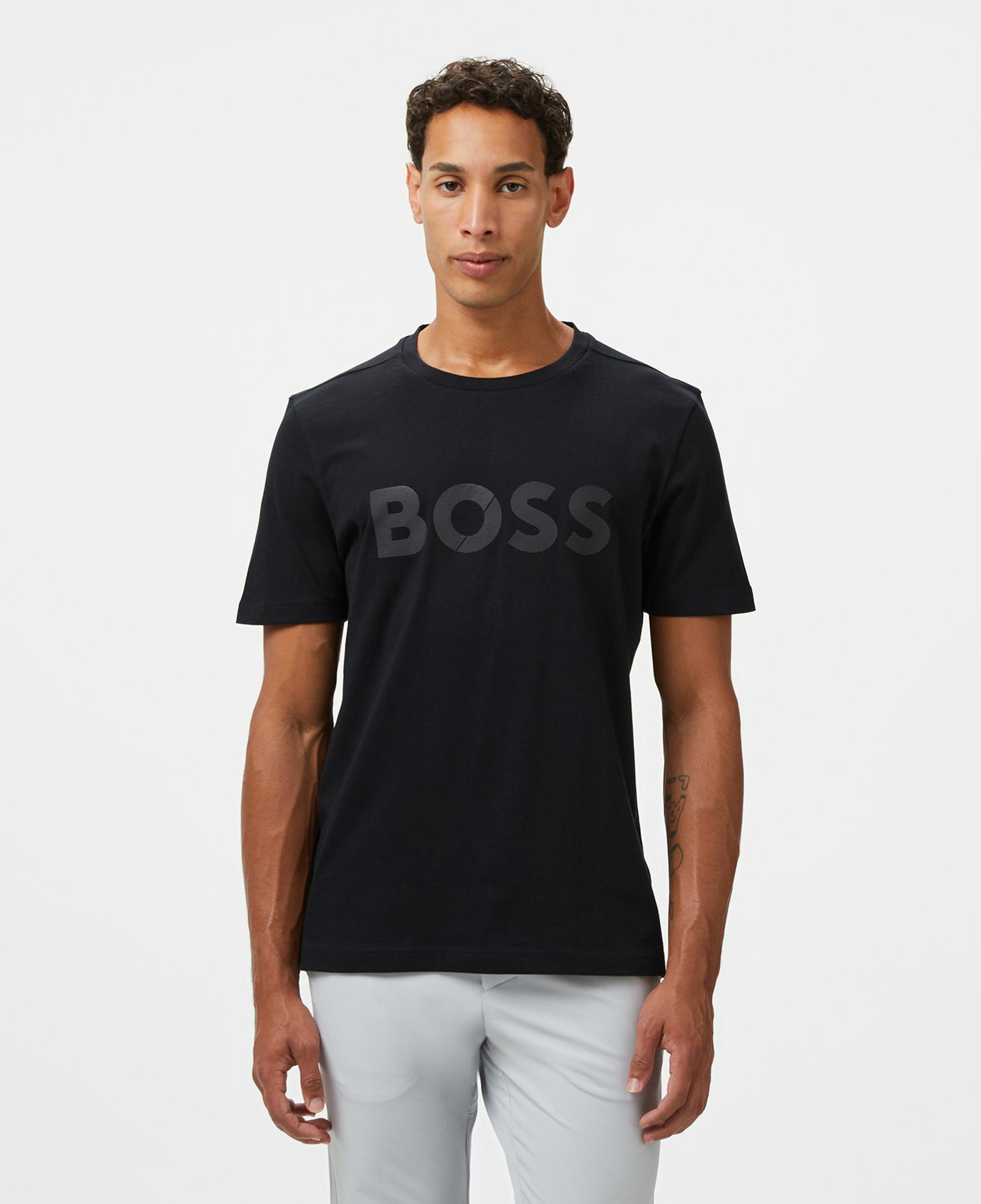 Boss Tape Logo Erkek Siyah T-Shirt