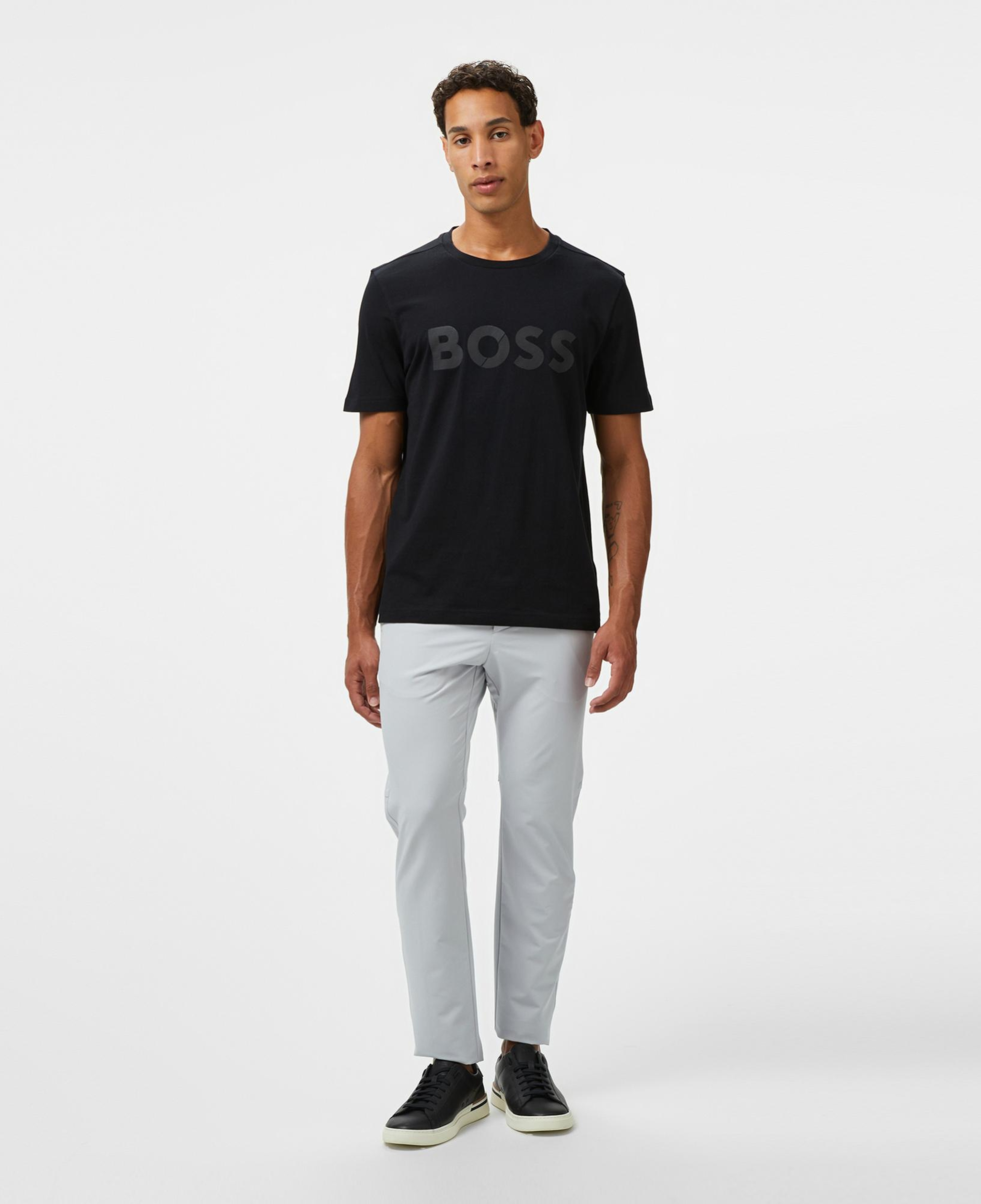 Boss Tape Logo Erkek Siyah T-Shirt