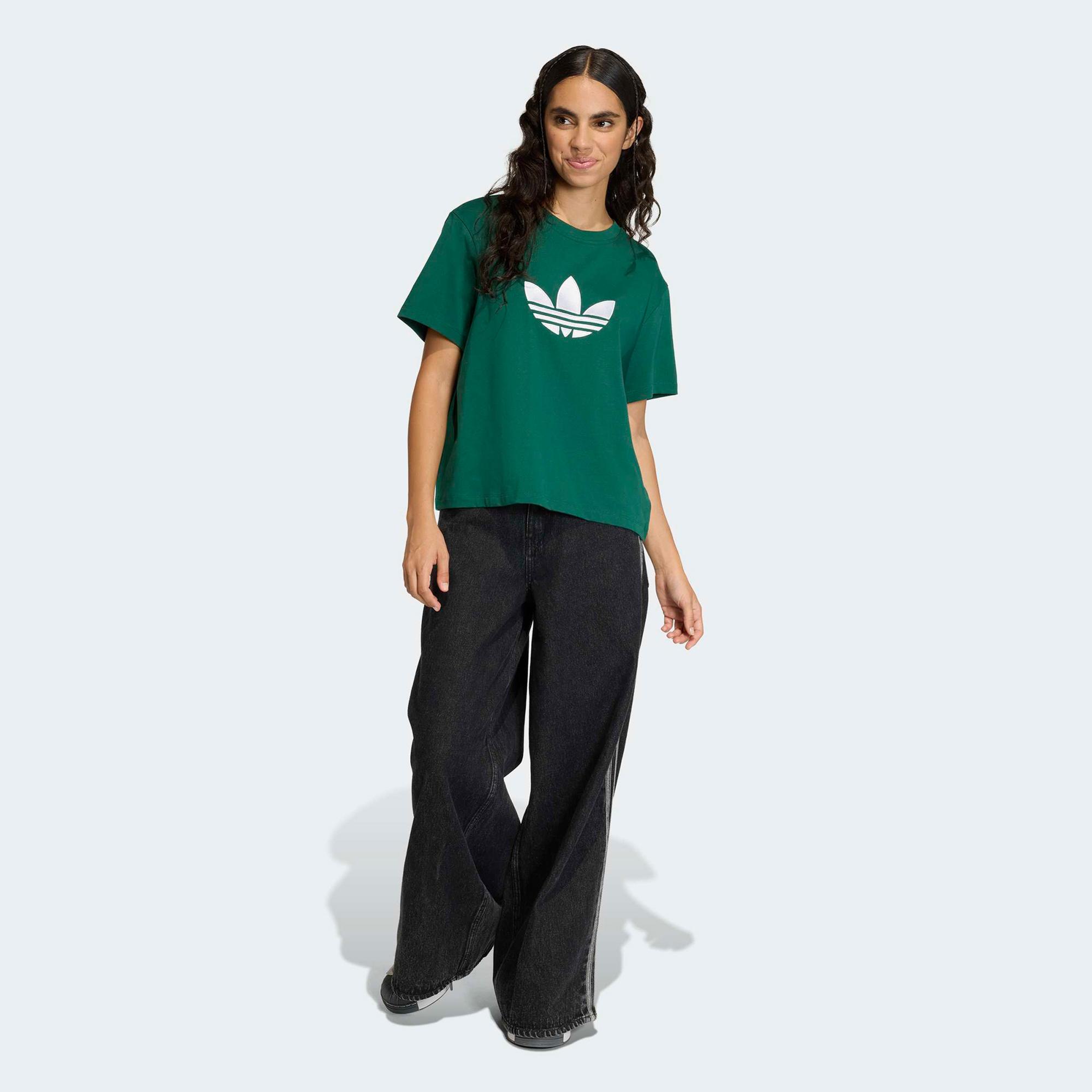 adidas Trefoil Boxy Kadın Yeşil T-Shirt