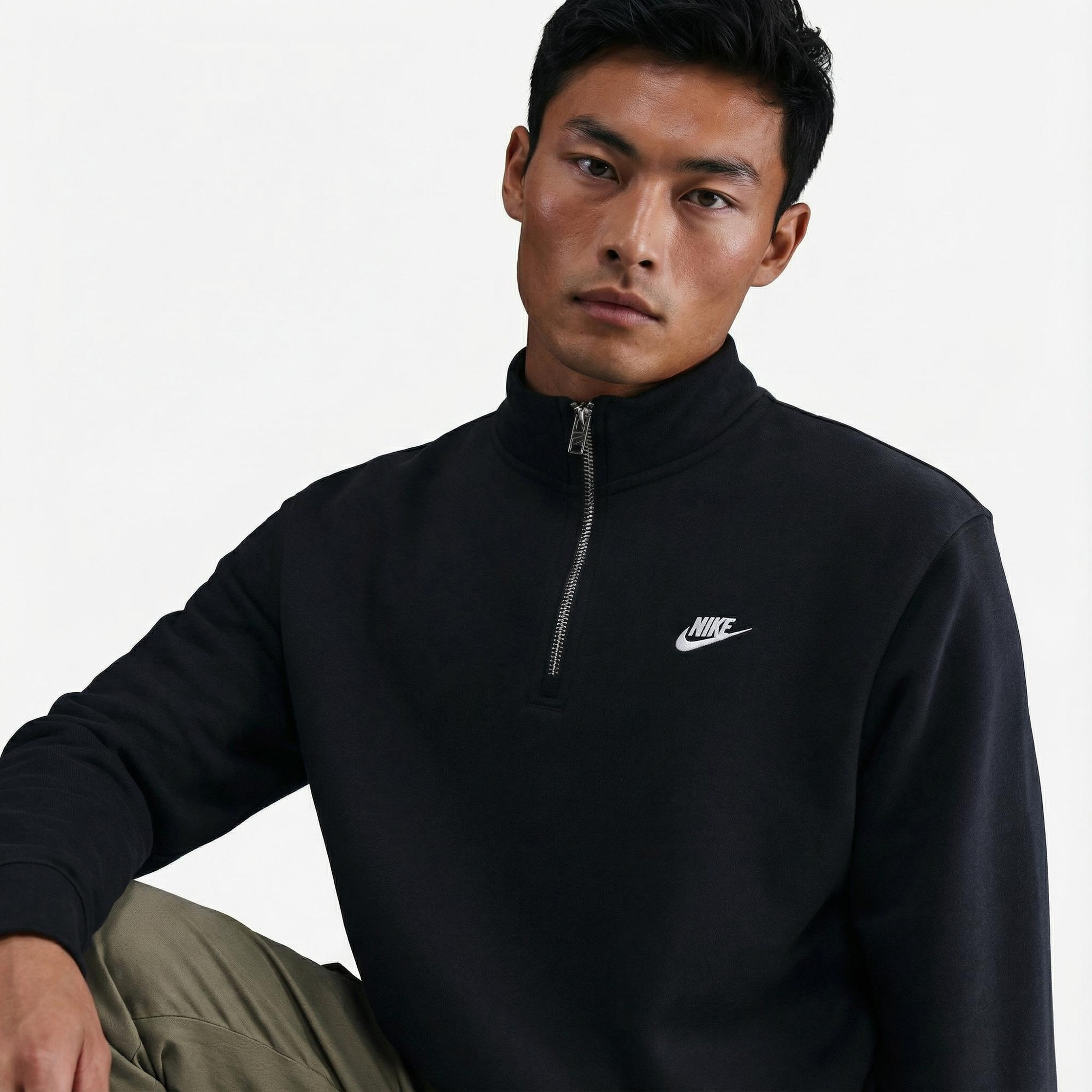 Nike Sportswear Club Fleece Top Erkek Siyah Sweatshirt