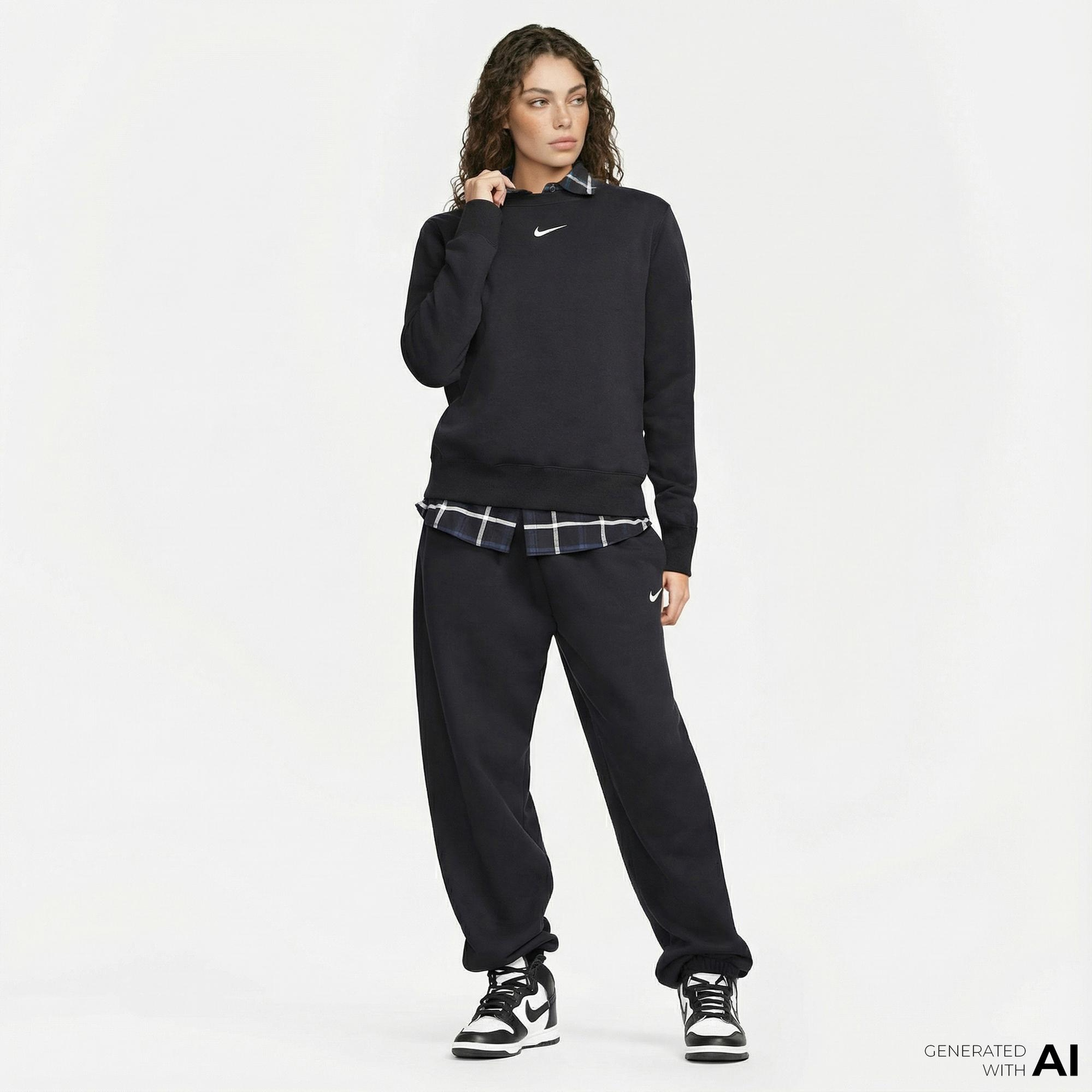 Nike Sportswear Phoenix Fleece Kadın Siyah Sweatshirt