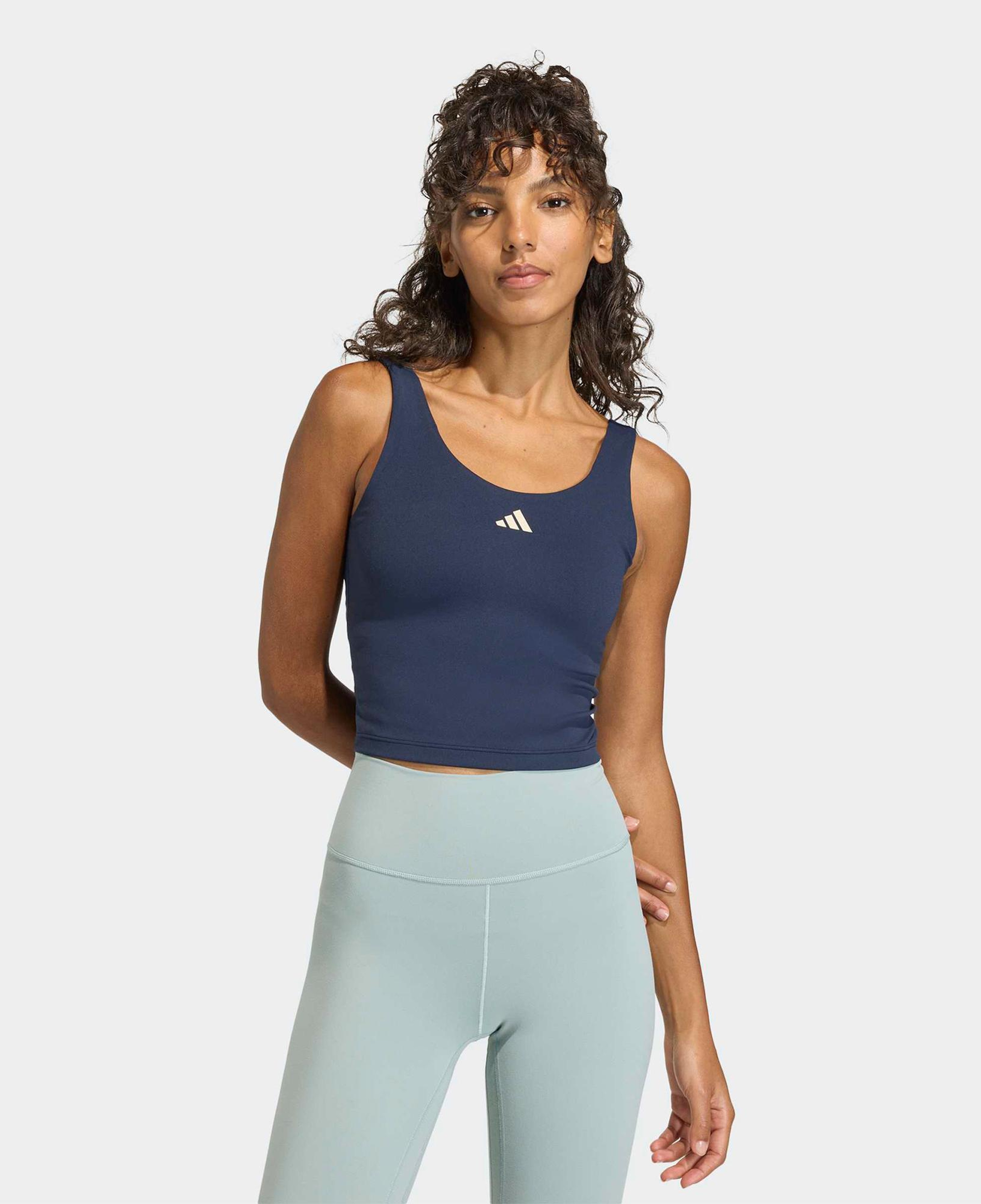 adidas 3-Stripes Studio All Me Kadın Lacivert Crop T-Shirt