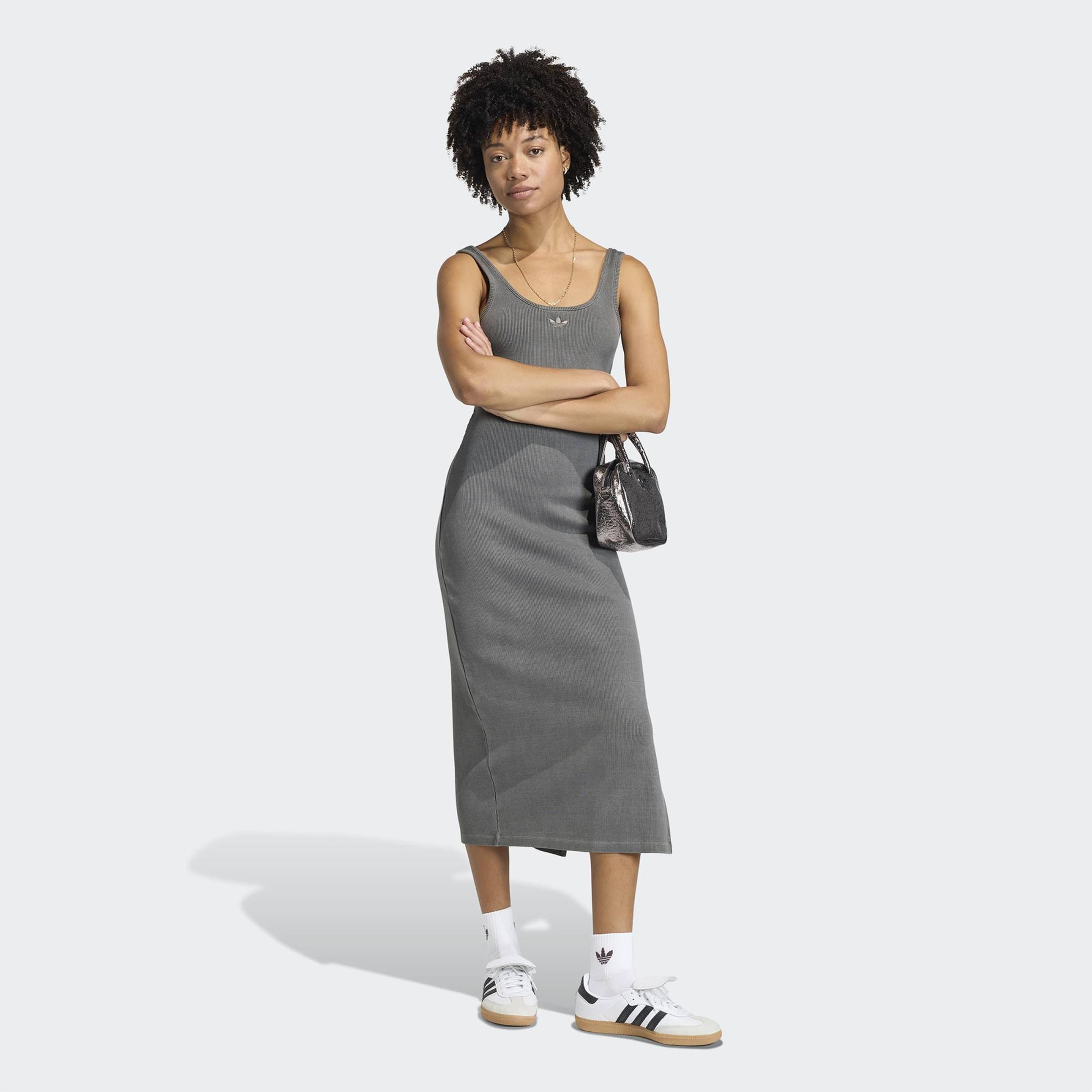 adidas Essentials Ribana Kadın Gri Elbise