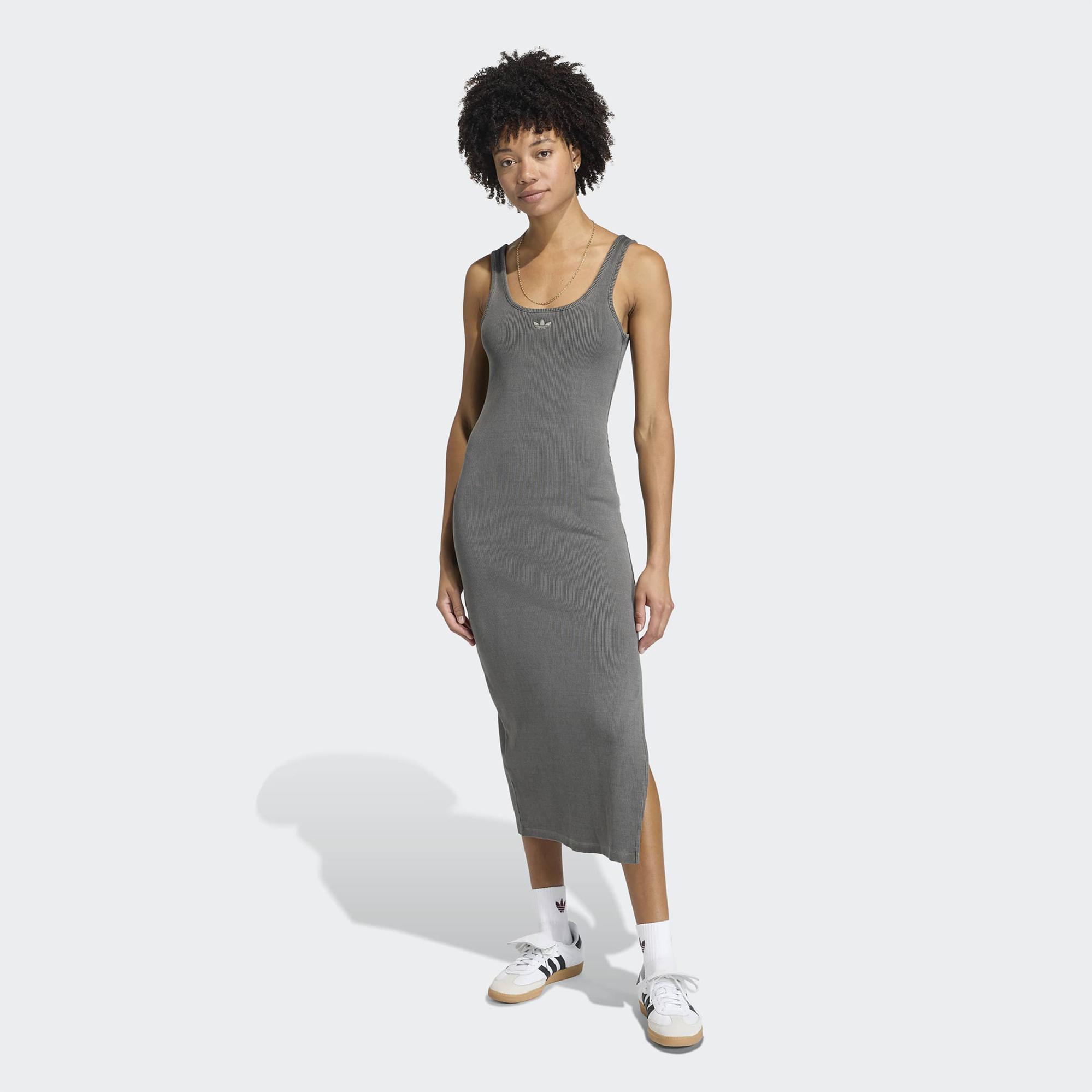 adidas Essentials Ribana Kadın Gri Elbise
