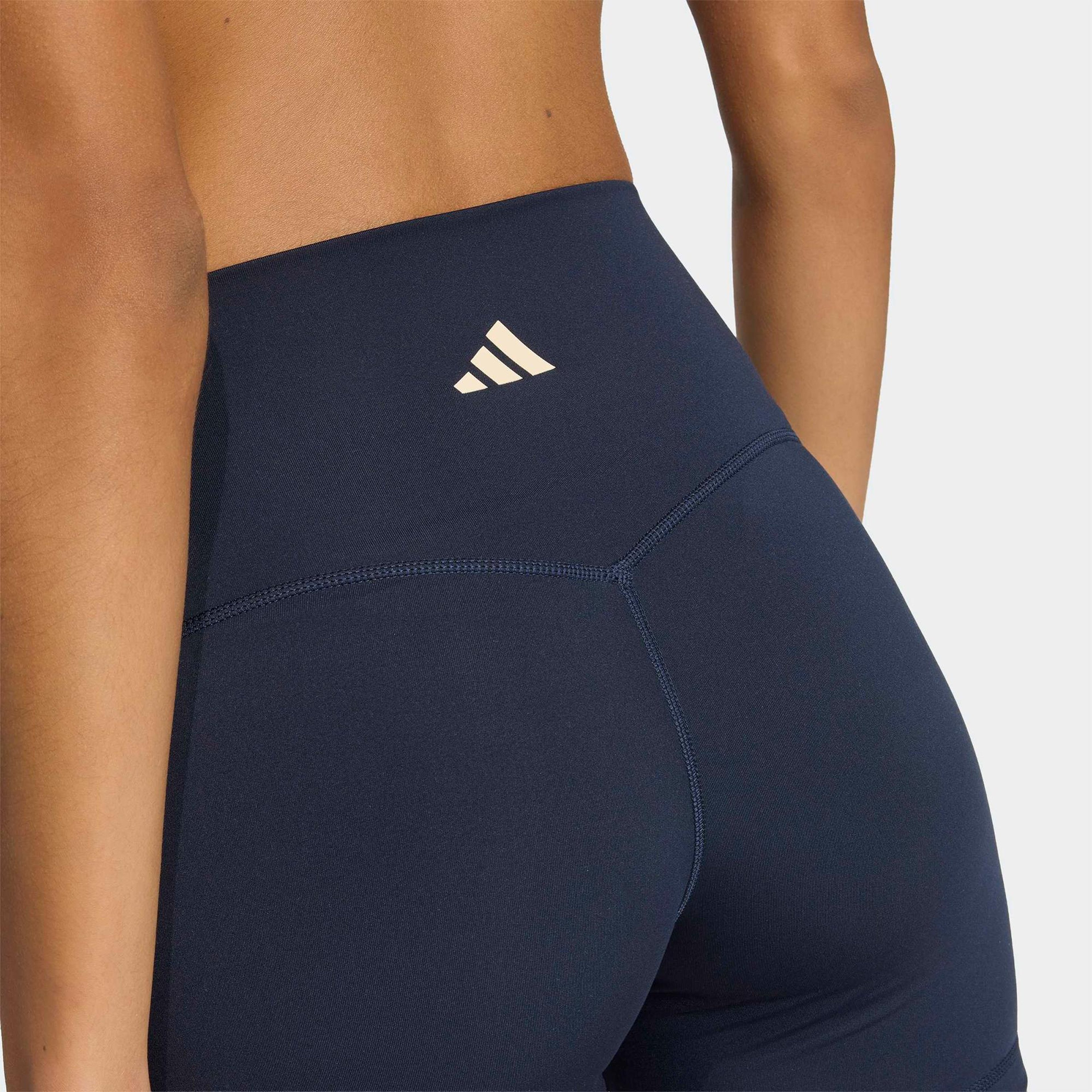 adidas 3-Stripes Studio All Me Booty Kadın Lacivert Kısa Tayt