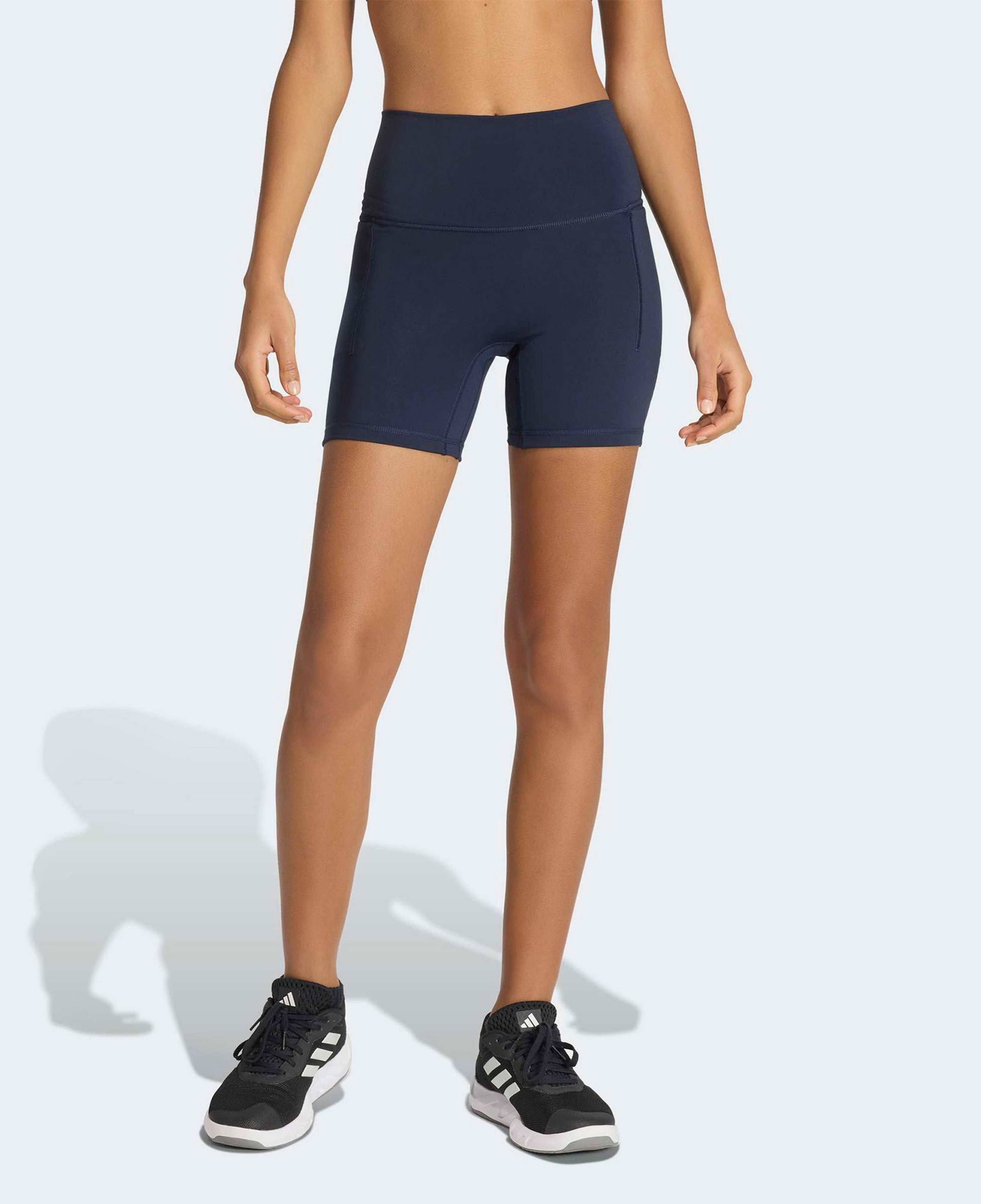 adidas 3-Stripes Studio All Me Booty Kadın Lacivert Kısa Tayt