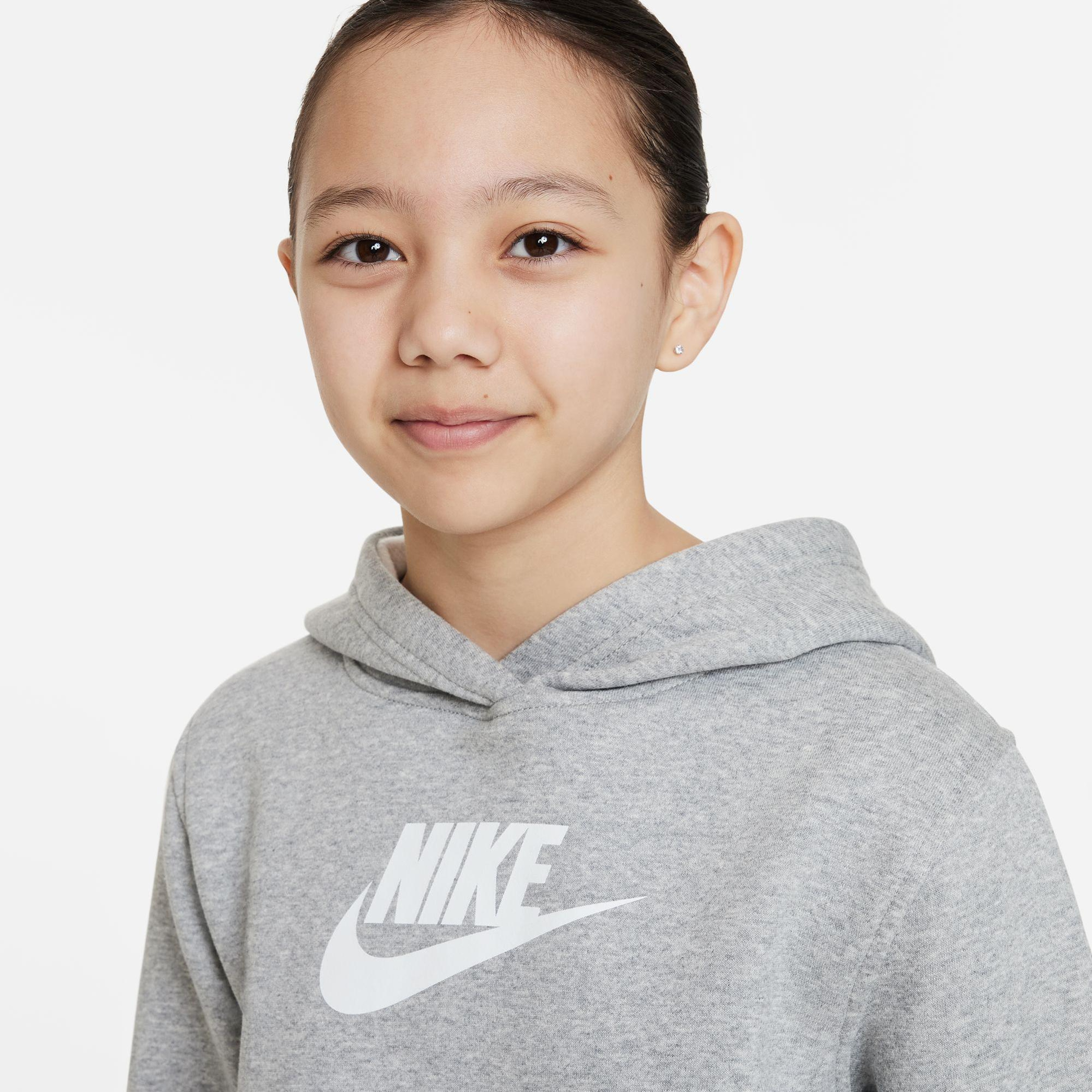 Nike Sportswear Club Fleece Crop Hoody Çocuk Gri Sweatshirt