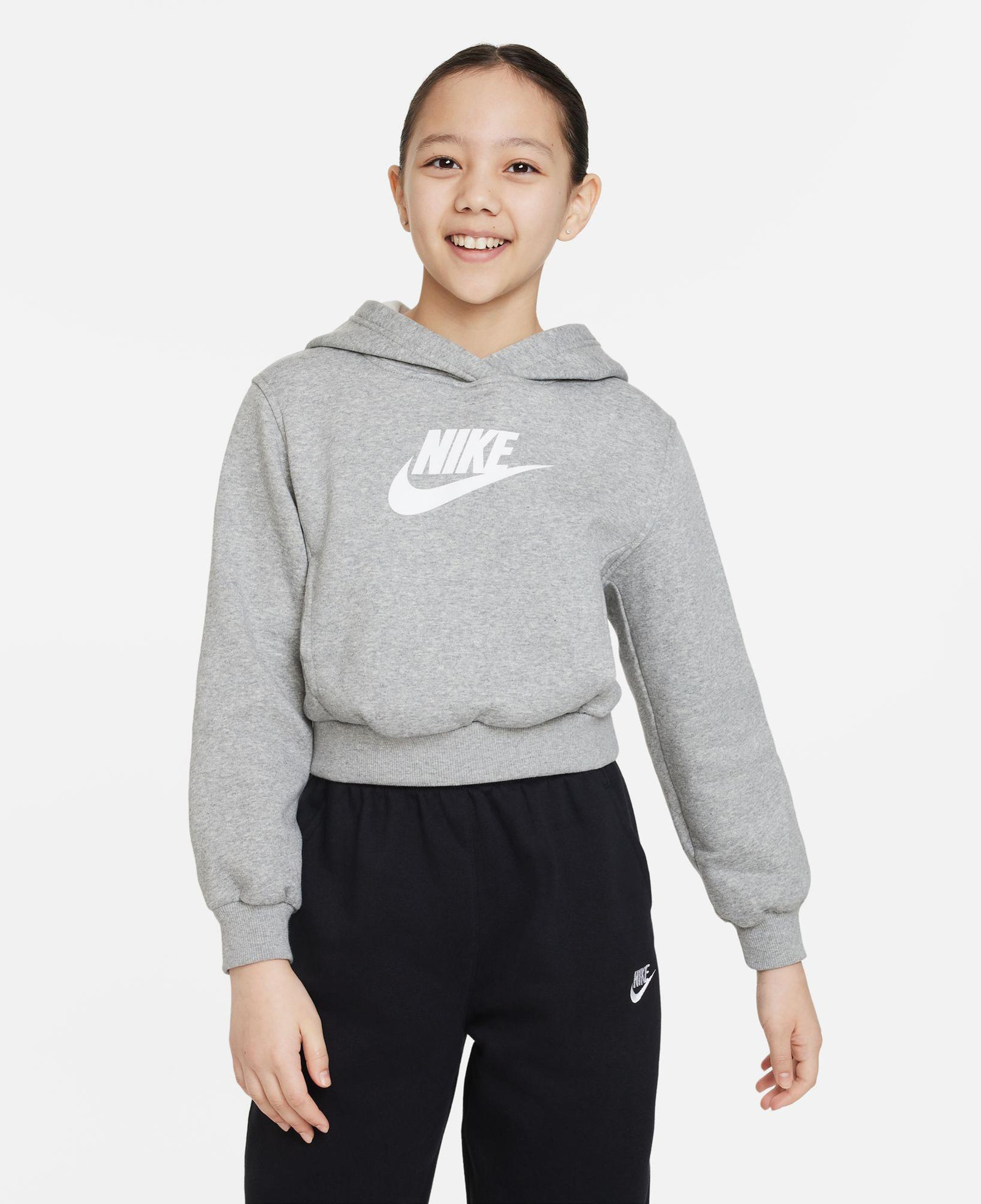 Nike Sportswear Club Fleece Crop Hoody Çocuk Gri Sweatshirt