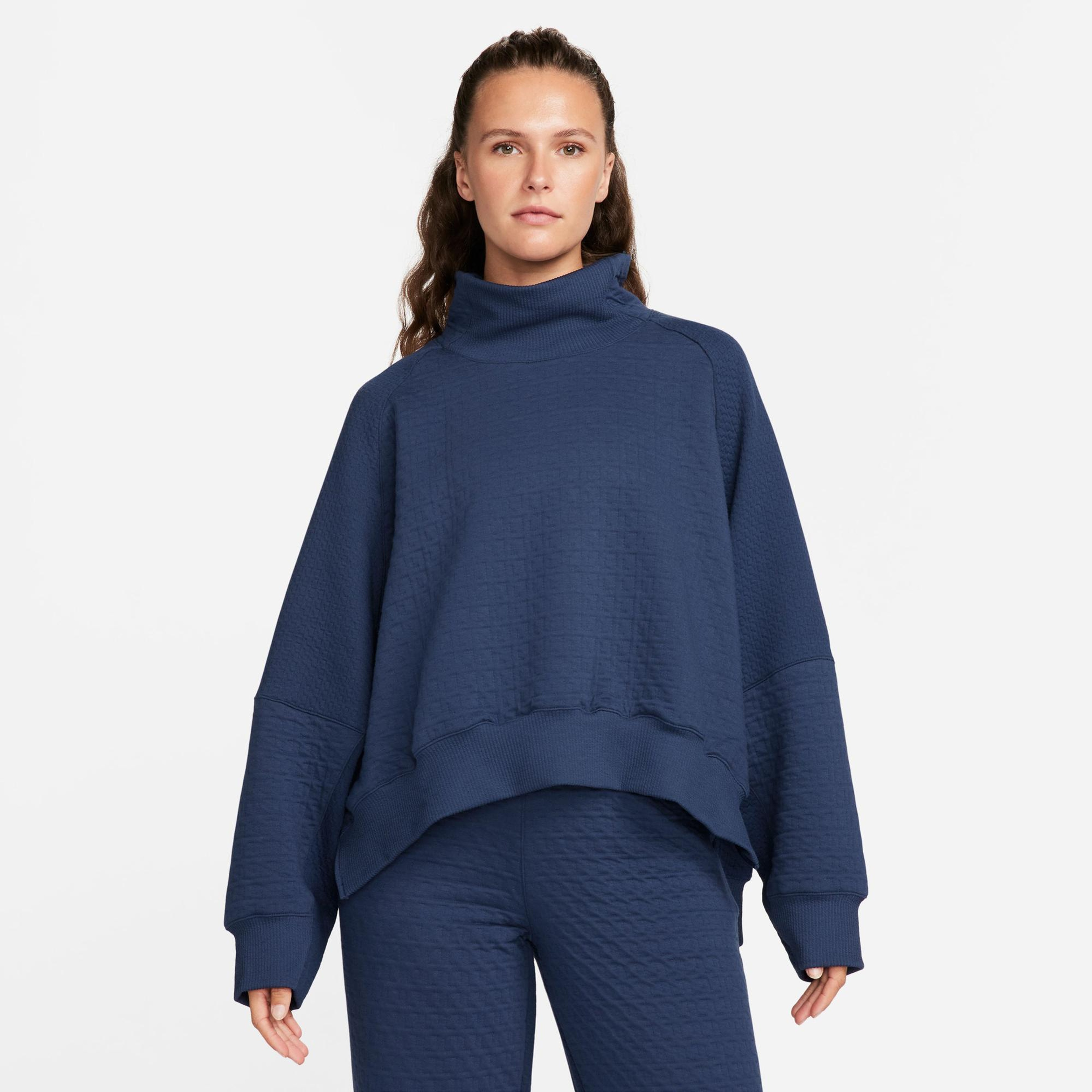 Nike Yoga Therma-Fit Fleece Kadın Lacivert Sweatshirt