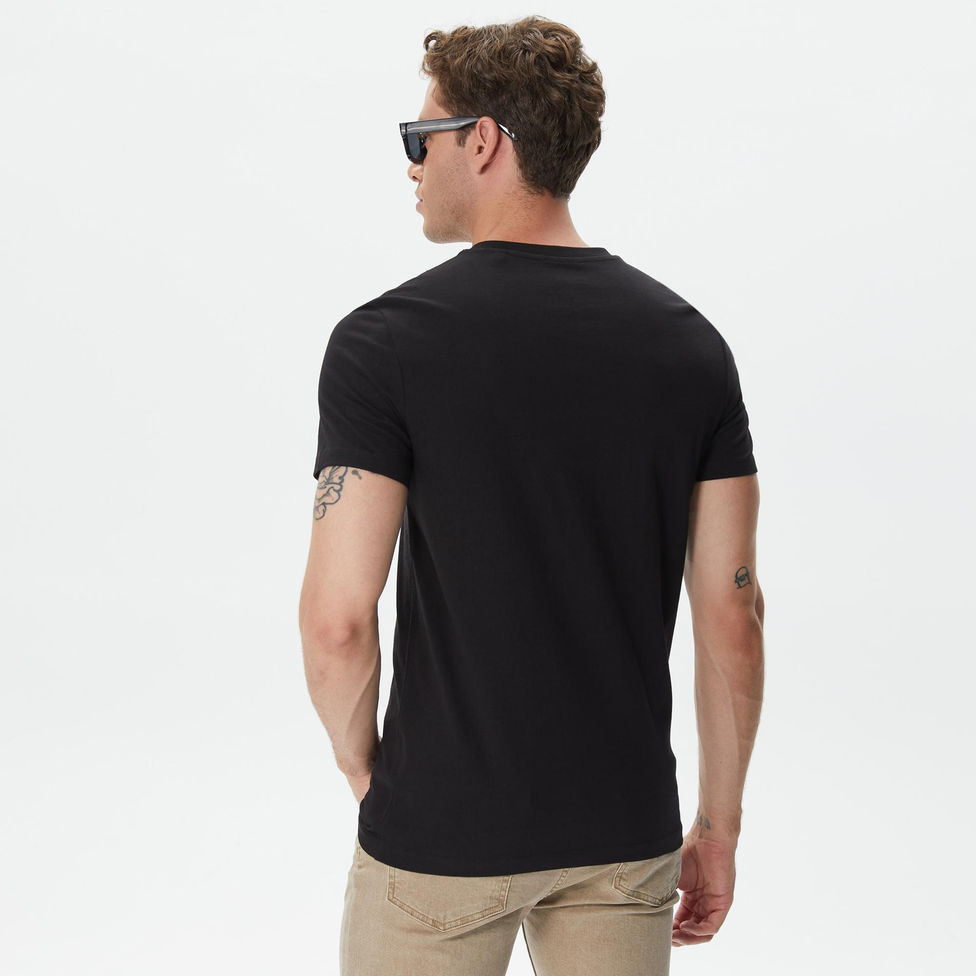 Guess Original Logo Mid Organic Stream Jersey Erkek Siyah T-Shirt