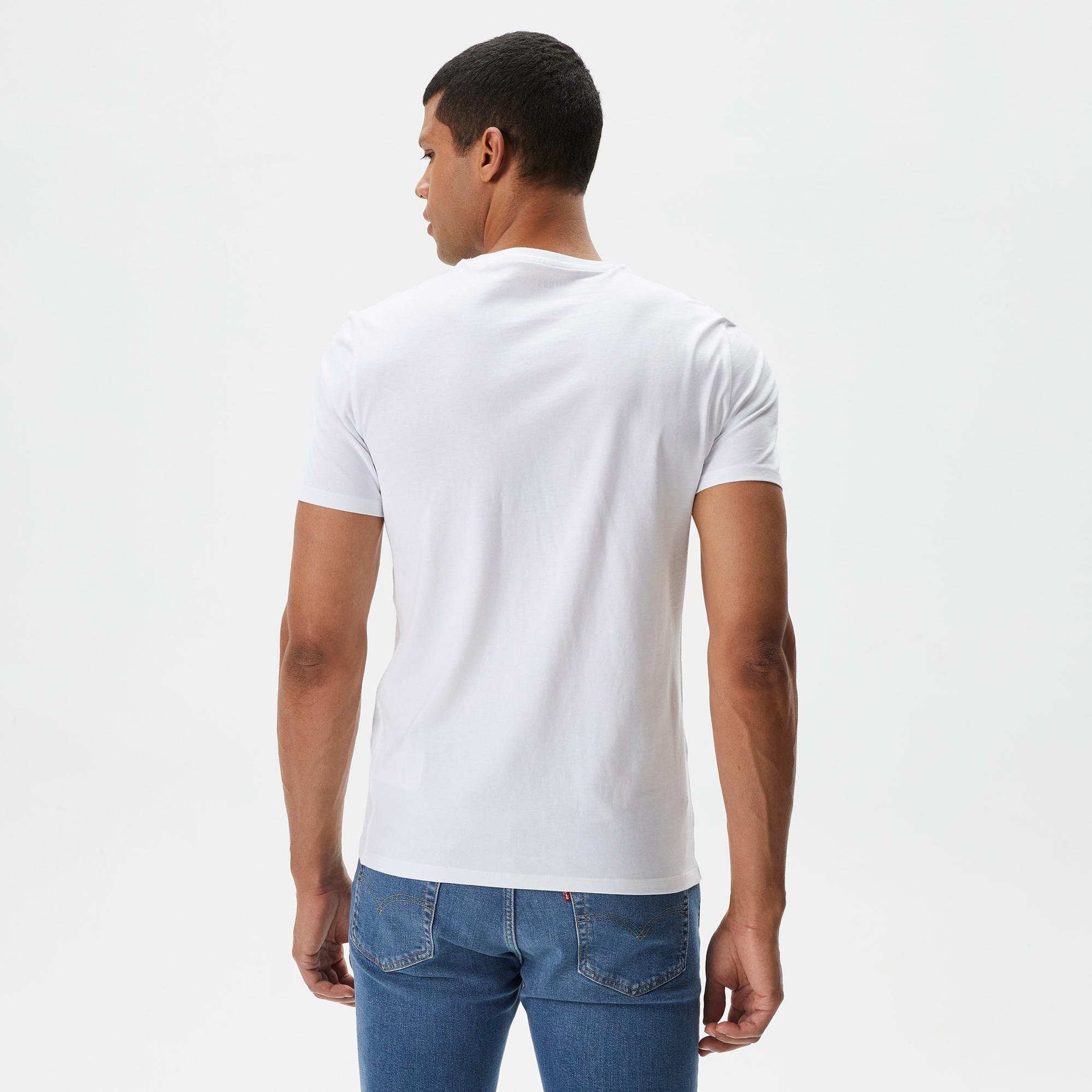 Guess Mid Organic Stream Jersey Erkek Beyaz T-Shirt