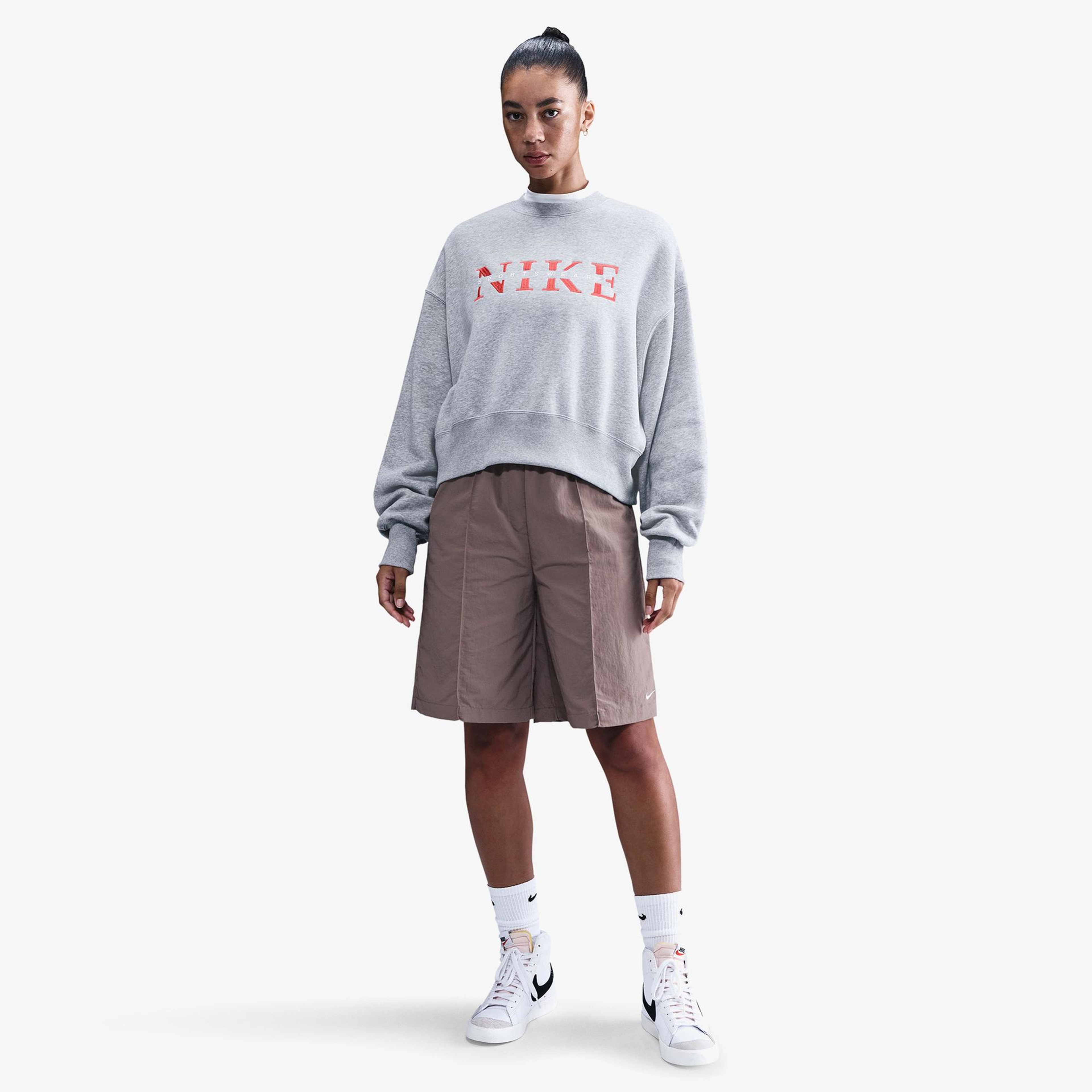 Nike Sportswear Phoenix Fleece Kadın Gri Sweatshirt