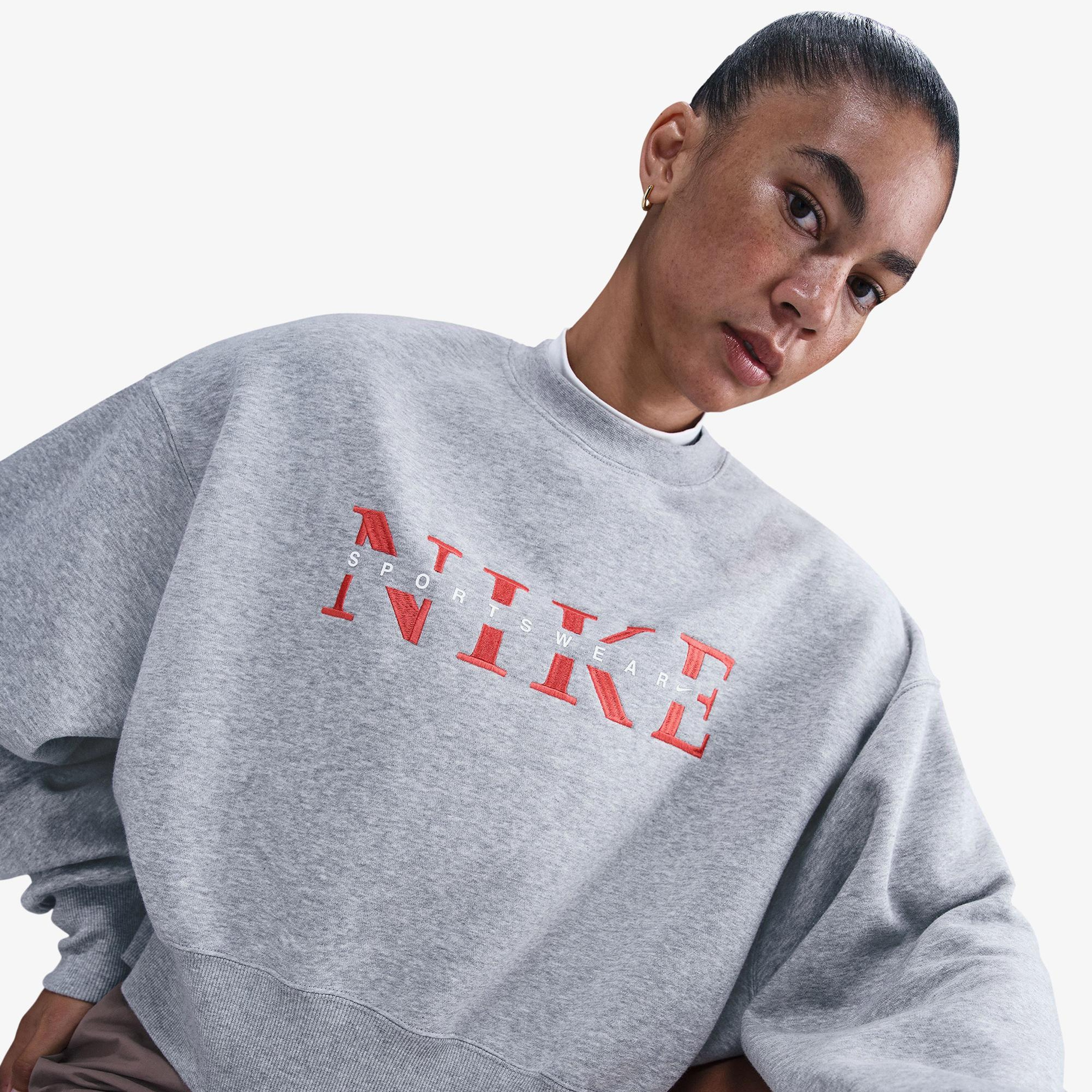 Nike Sportswear Phoenix Fleece Kadın Gri Sweatshirt