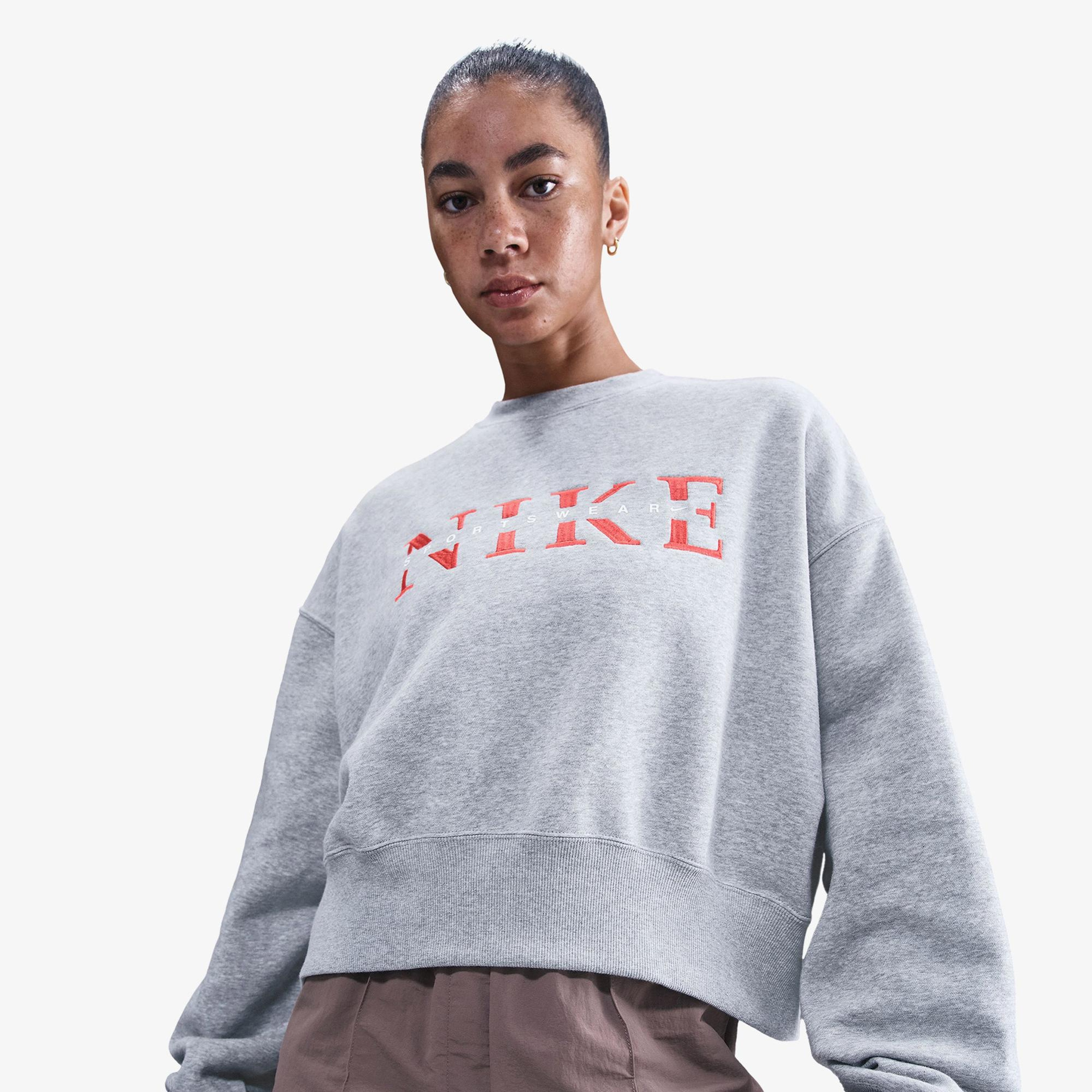 Nike Sportswear Phoenix Fleece Kadın Gri Sweatshirt