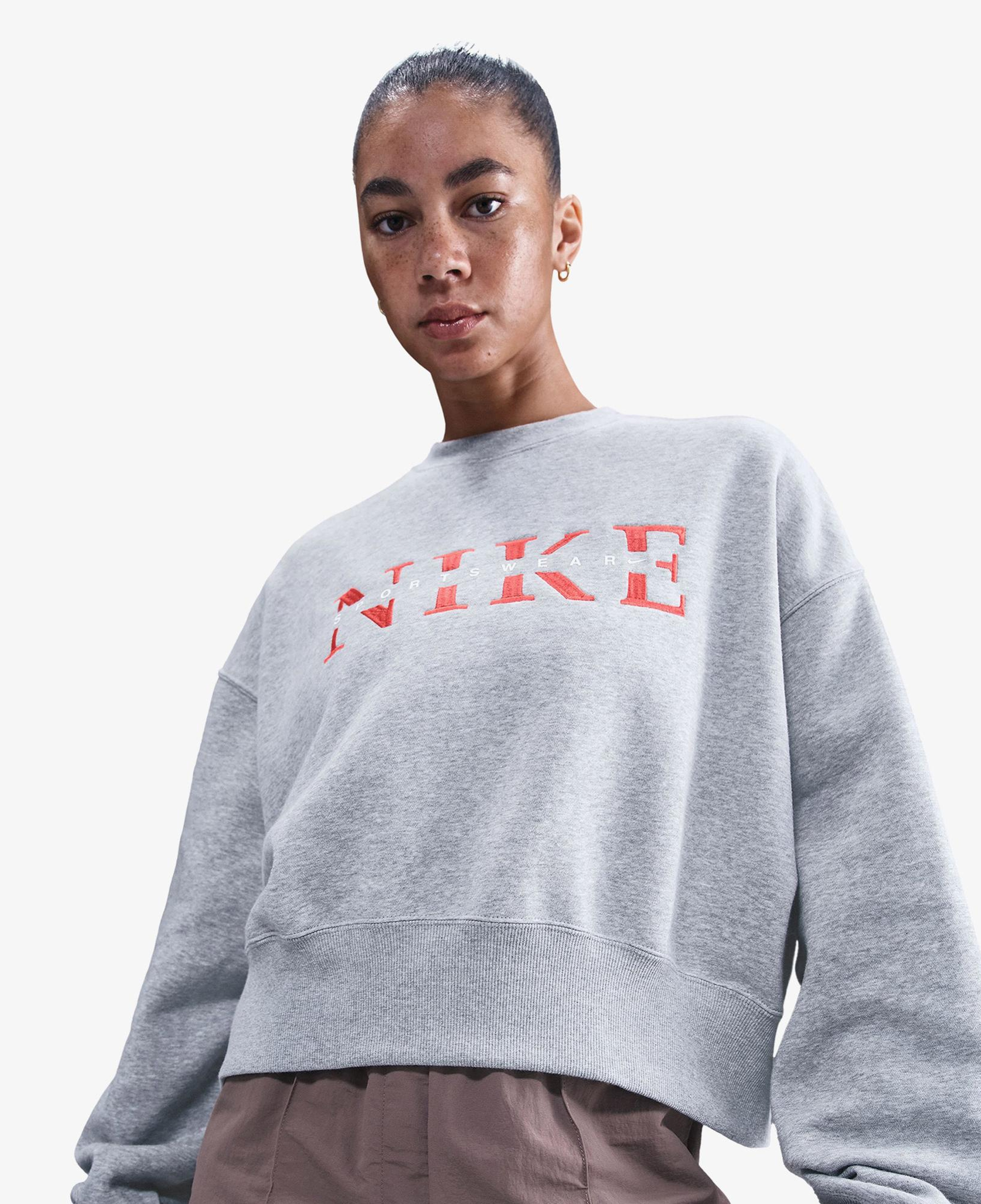 Nike Sportswear Phoenix Fleece Kadın Gri Sweatshirt