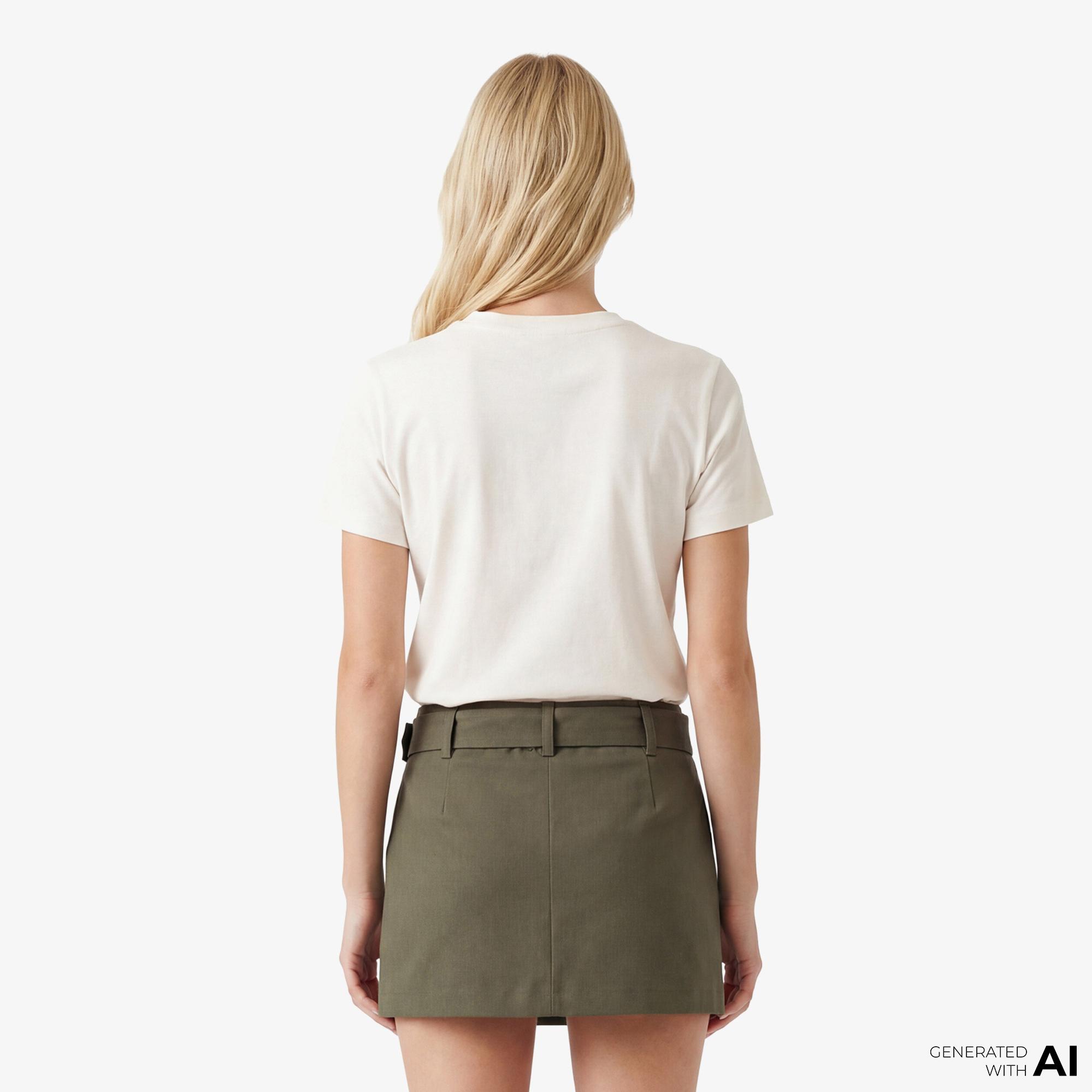 Guess Sonia Aktif Modal Karışımlı Slim Fit Kadın Beyaz T-Shirt