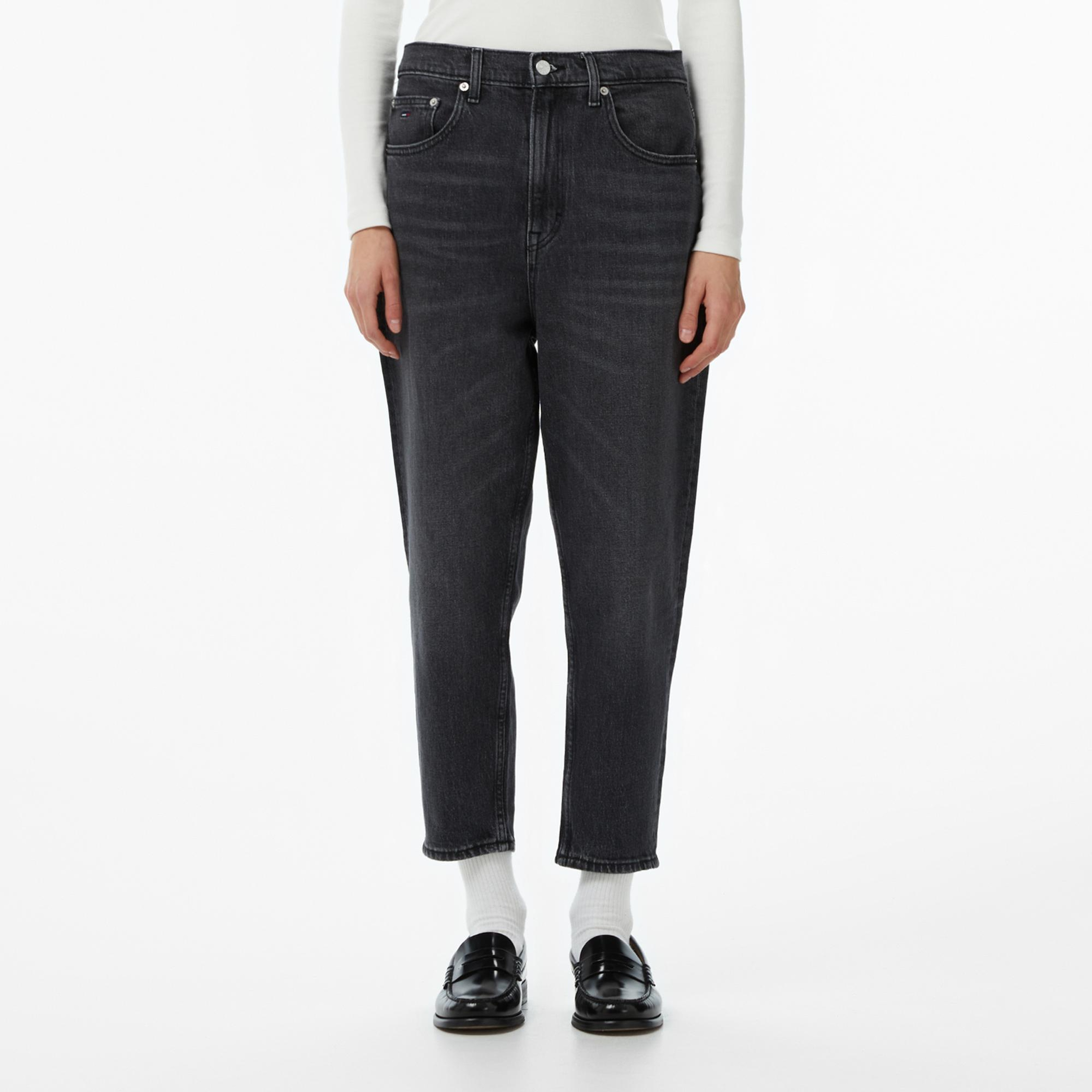 Tommy Hilfiger Mom Bi0187 Kadın Siyah Tapered Jean
