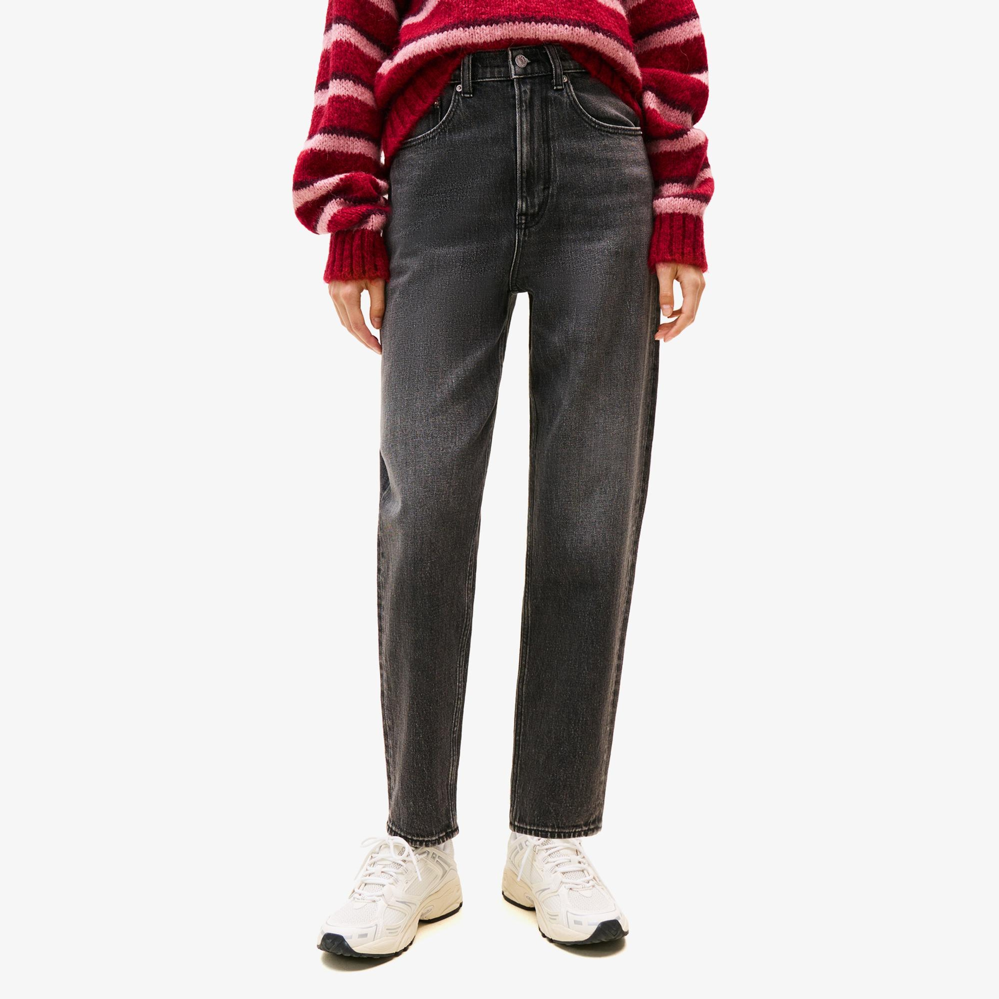Tommy Hilfiger Mom Bi0187 Kadın Siyah Tapered Jean