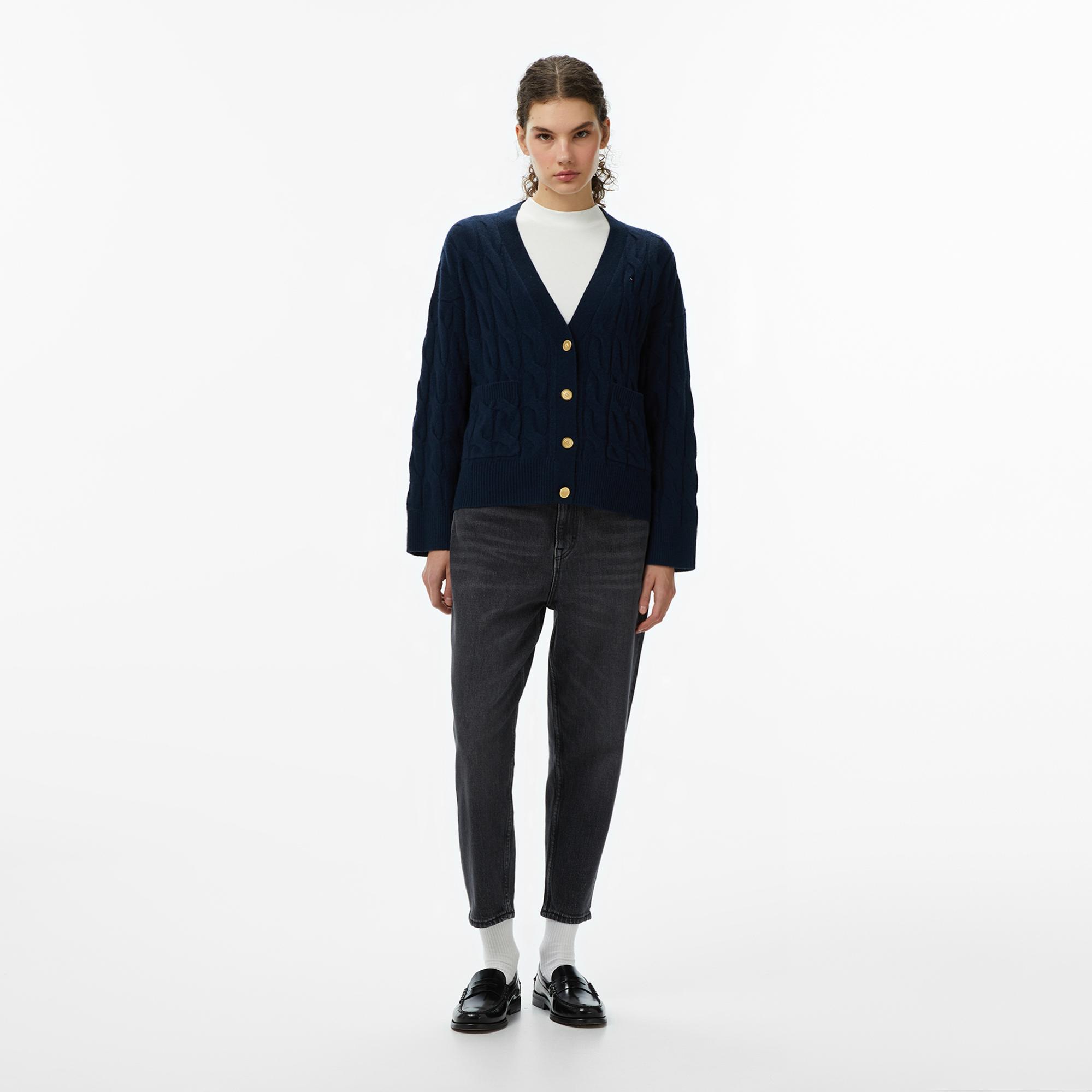 Tommy Hilfiger Mom Bi0187 Kadın Siyah Tapered Jean