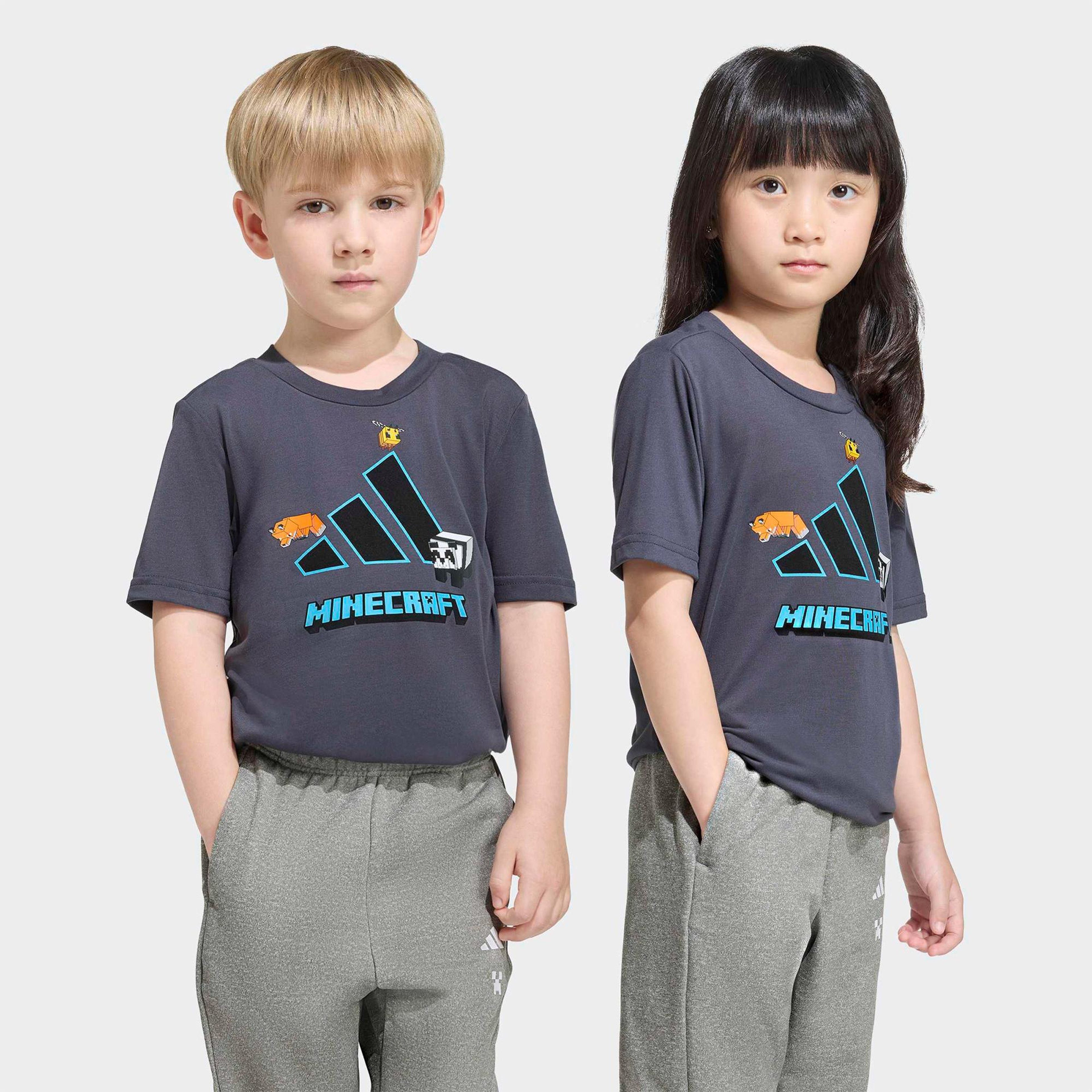adidas Minecraft Training Çocuk Gri T-Shirt