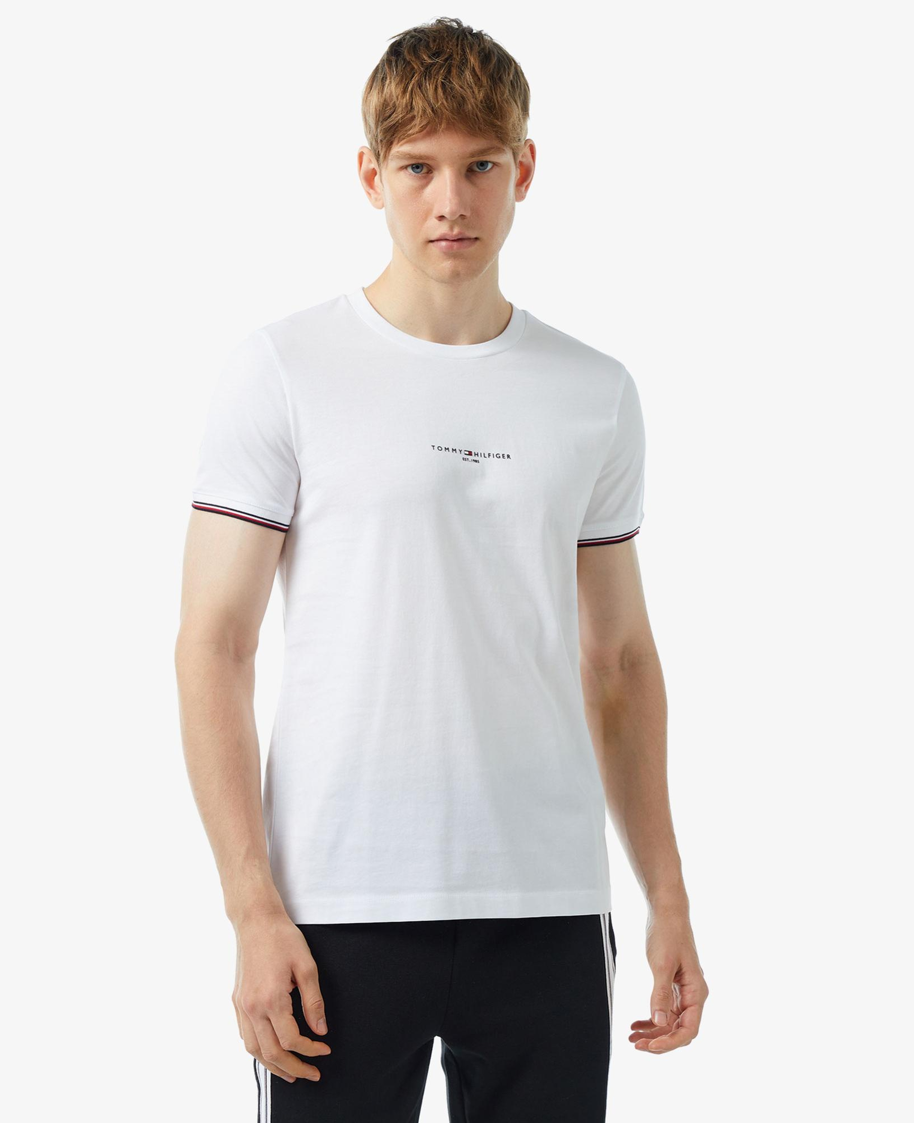 Tommy Hilfiger Logo Tipped Erkek Beyaz T-Shirt