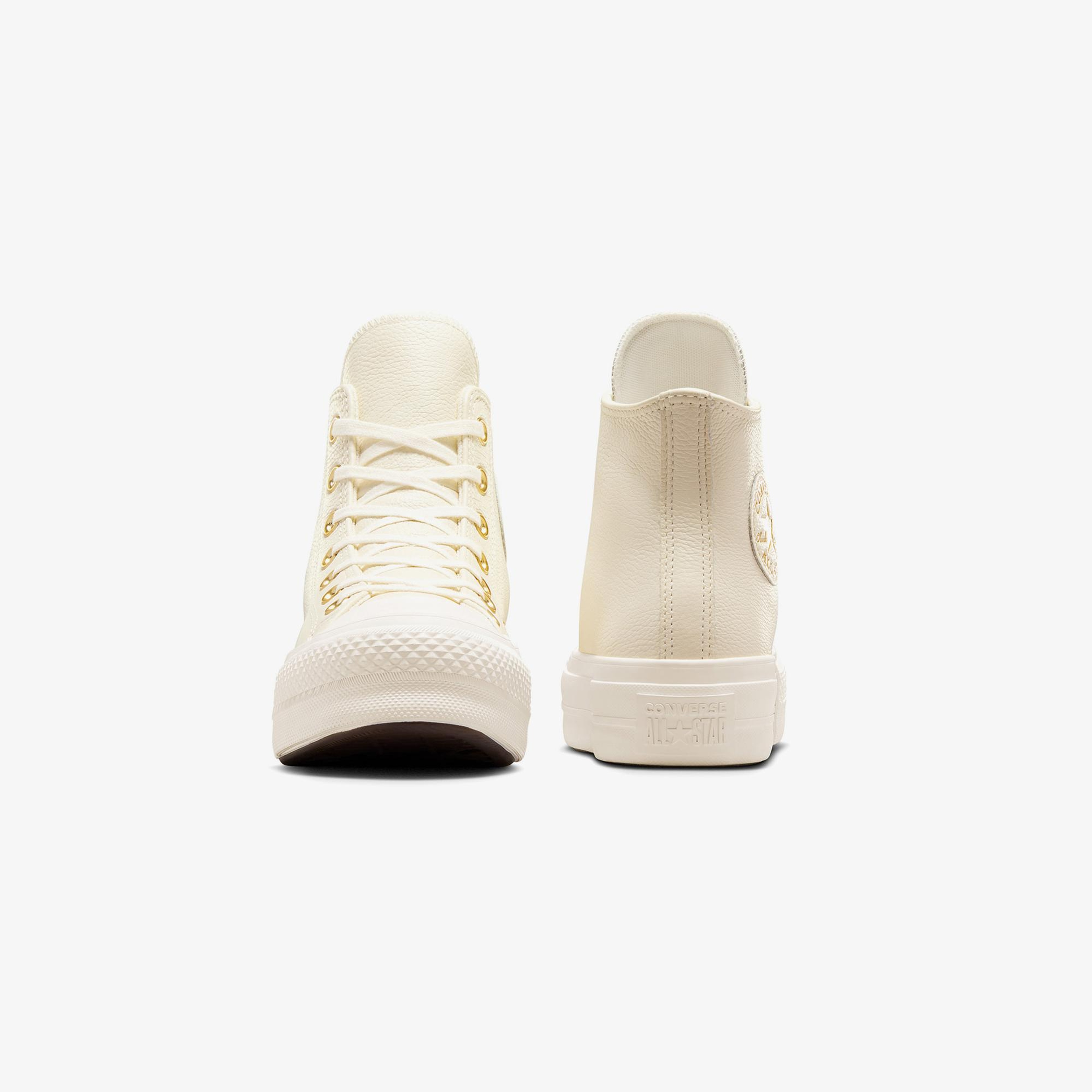 Converse Chuck Taylor All Star Lift Kadın Krem Deri Platform Sneaker