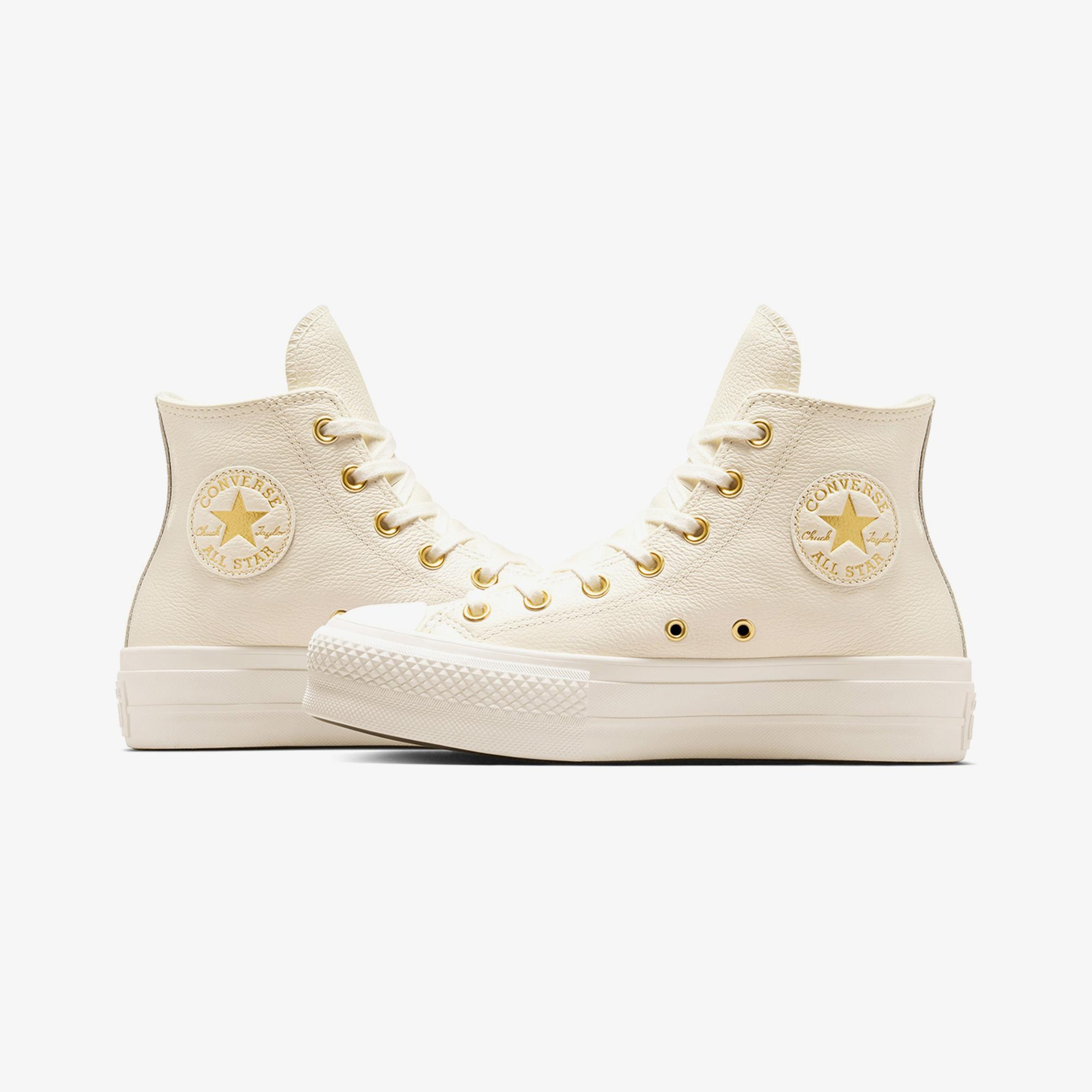 Converse Chuck Taylor All Star Lift Kadın Krem Deri Platform Sneaker