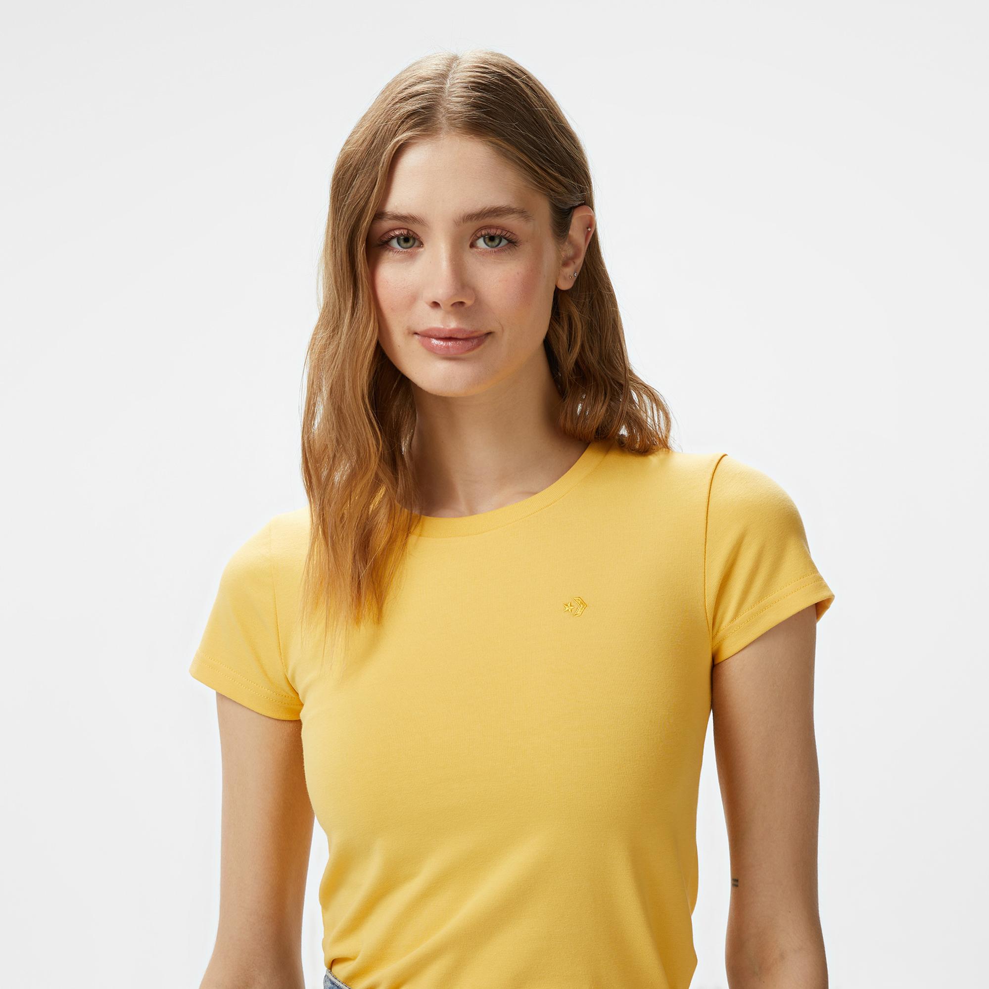 Converse Slim Fit Kadın Sarı T-Shirt