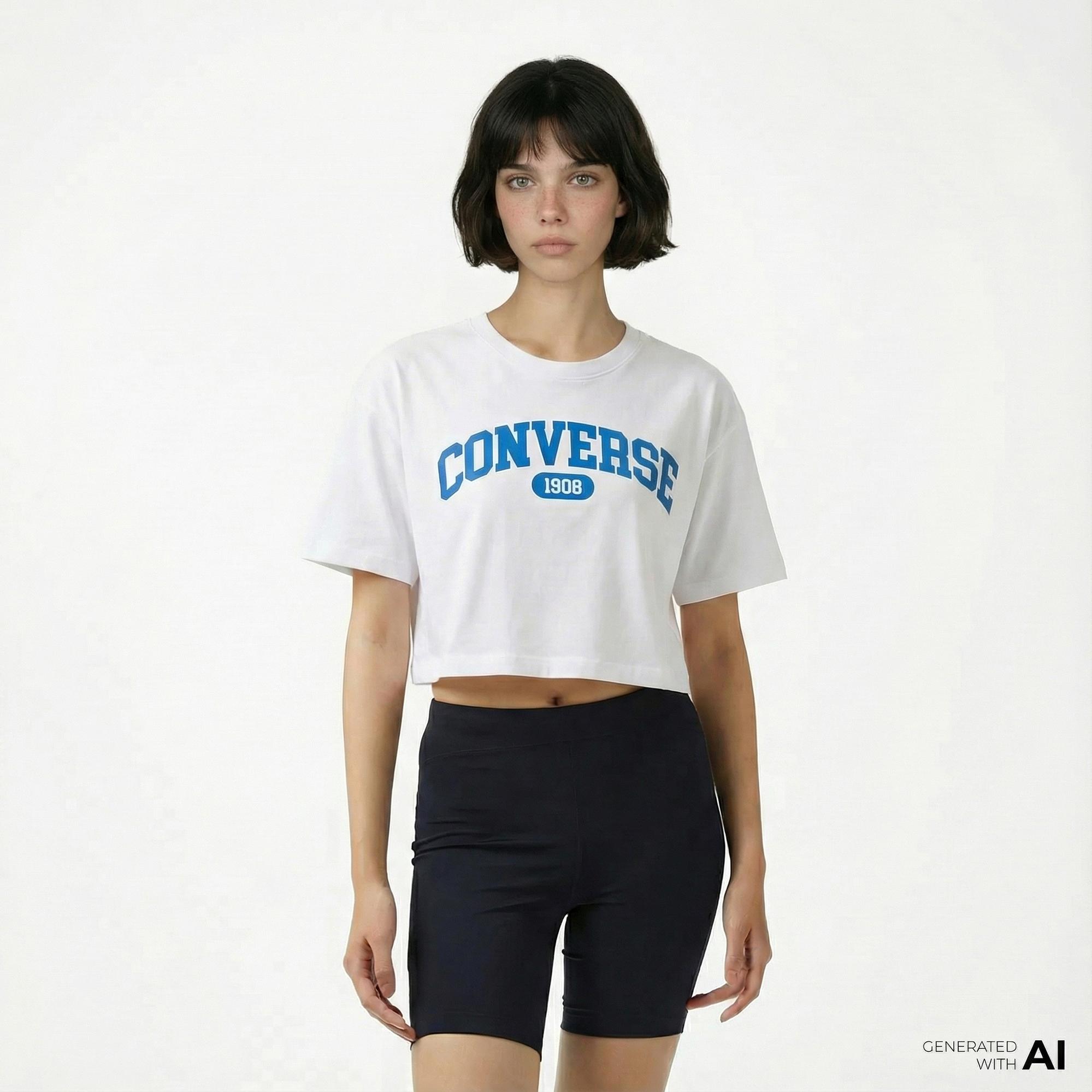 Converse Sporty Cropped Kadın Beyaz T-Shirt