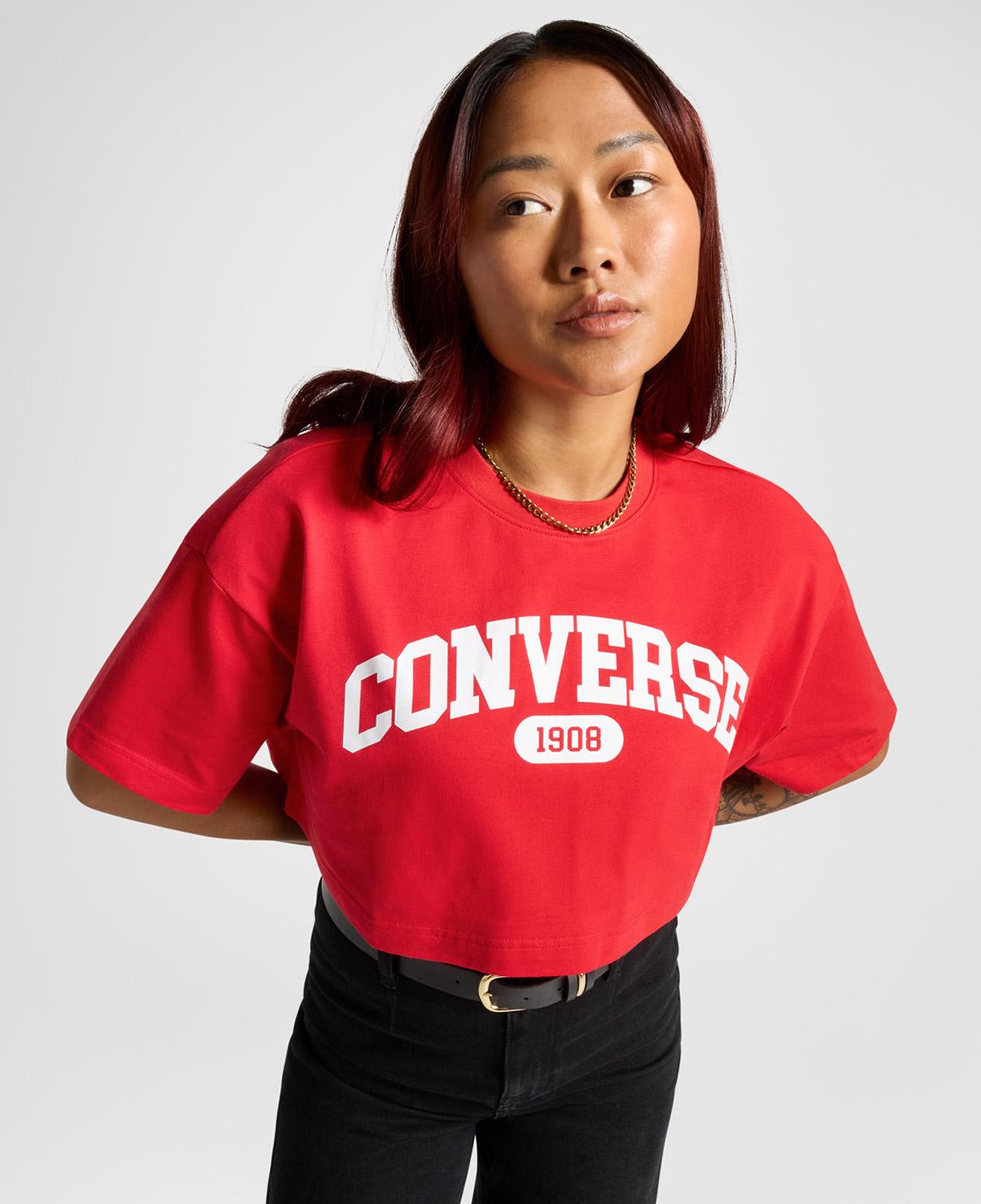 Converse Sporty Cropped Kadın Kırmızı T-Shirt