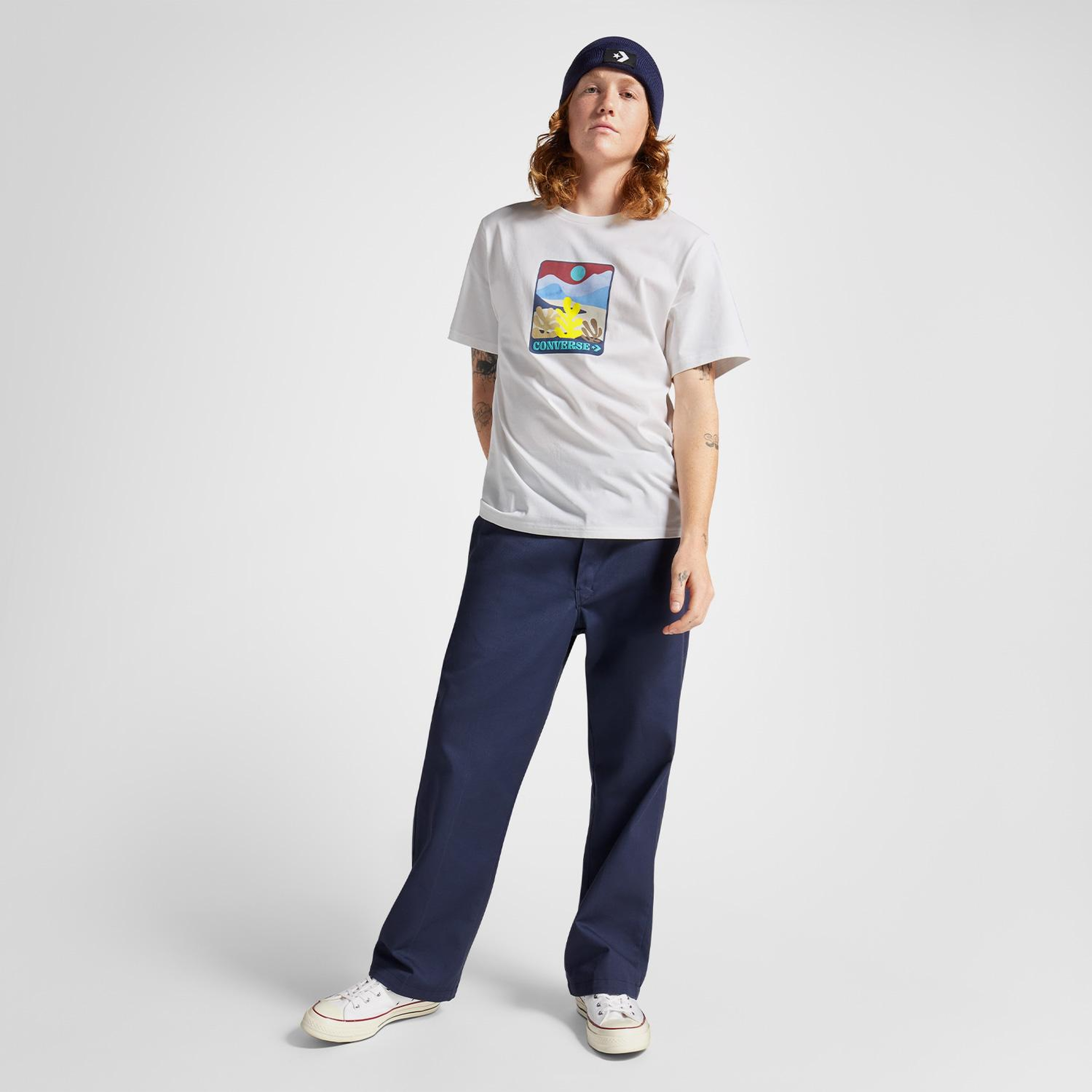 Converse Colorful Sunrise Erkek Beyaz T-Shirt