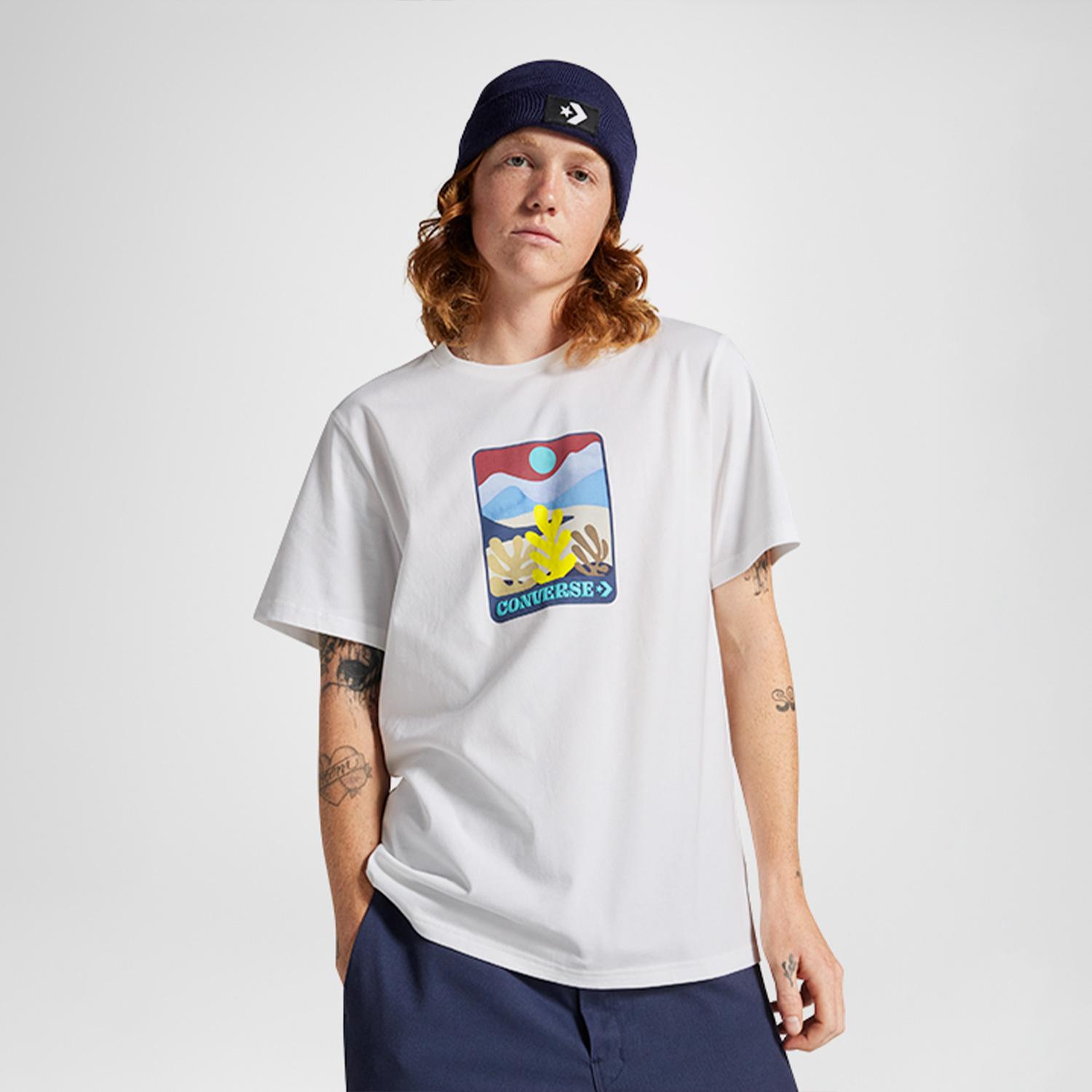 Converse Colorful Sunrise Erkek Beyaz T-Shirt