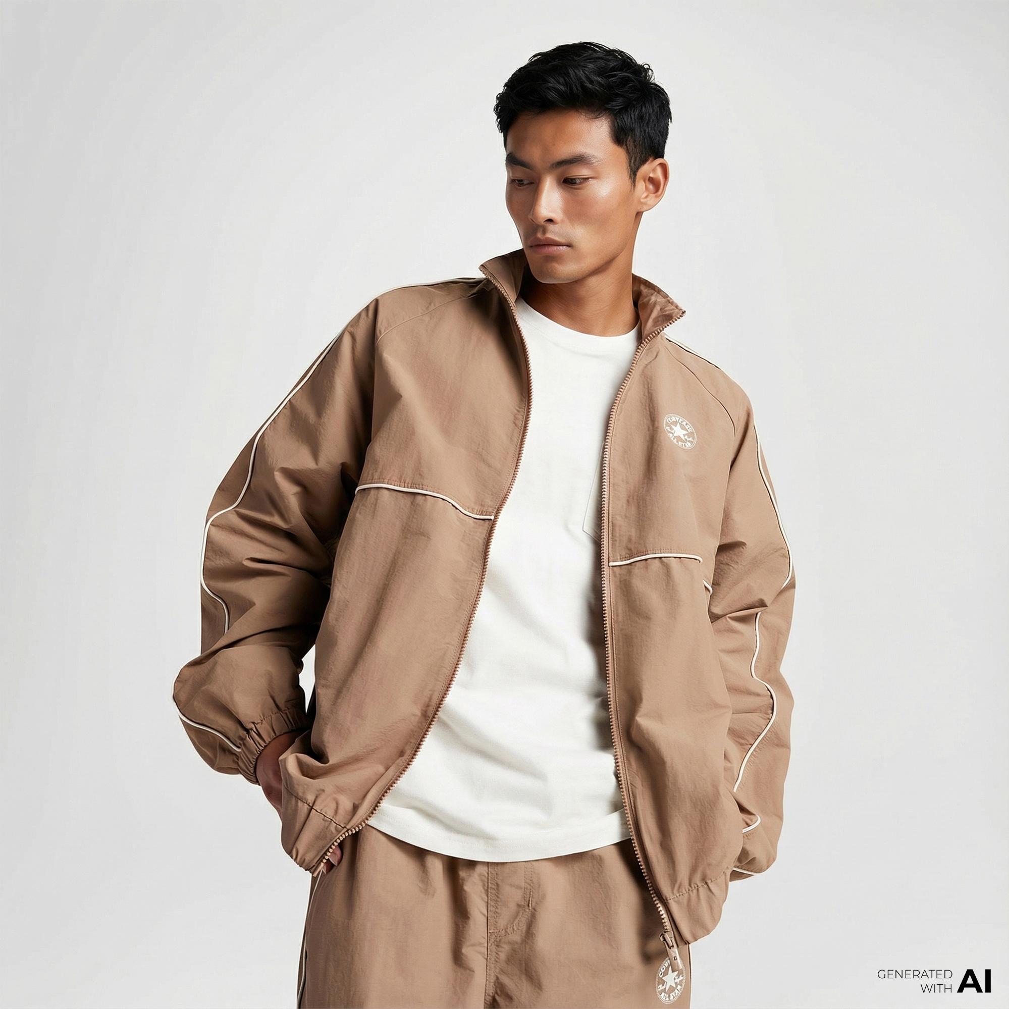 Converse Retro Windbreaker Erkek Kahverengi Ceket