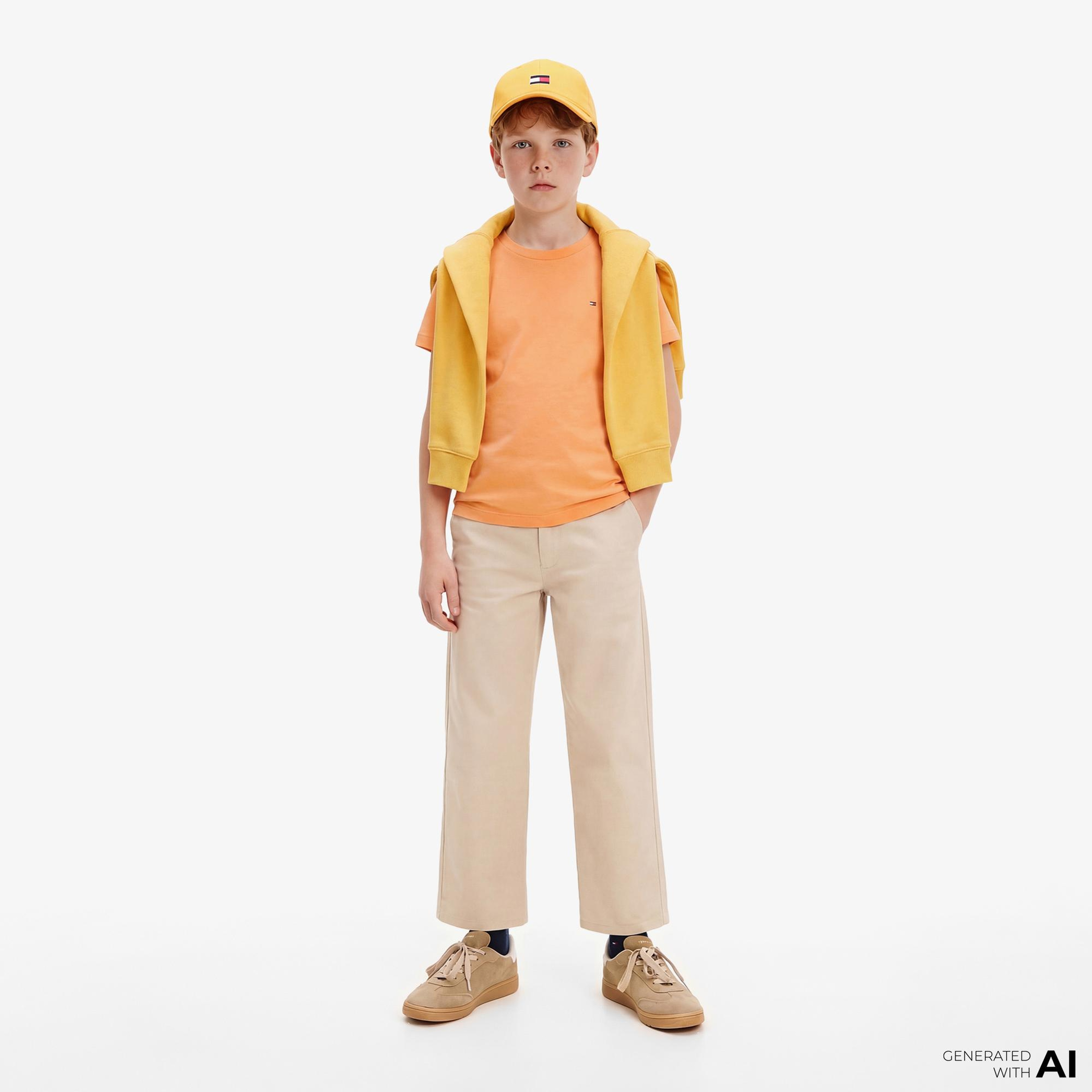 Tommy Hilfiger Essentials Çocuk Turuncu Crop T-Shirt