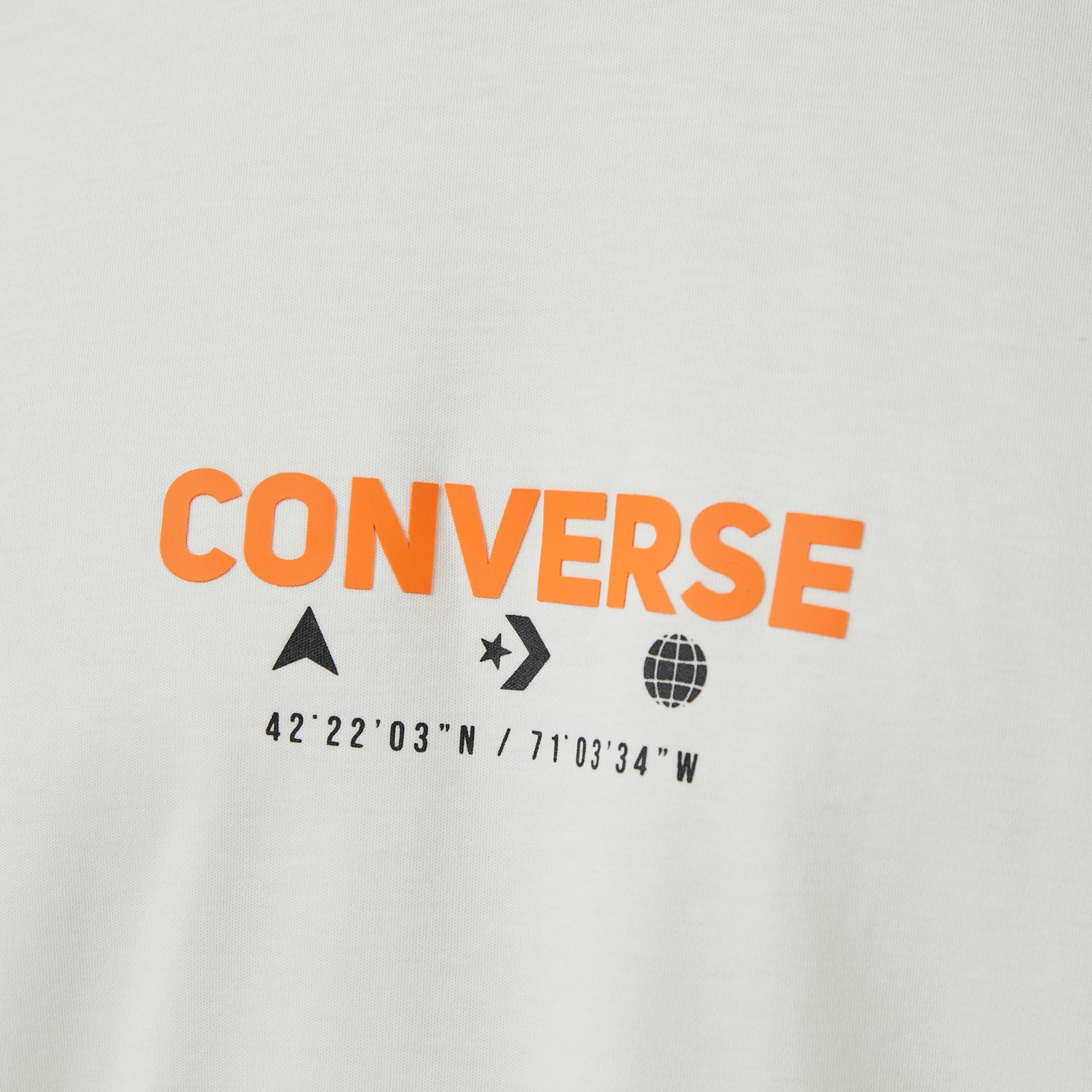 Converse Star Chevron Baskılı Oversize Fit Erkek Beyaz T-Shirt
