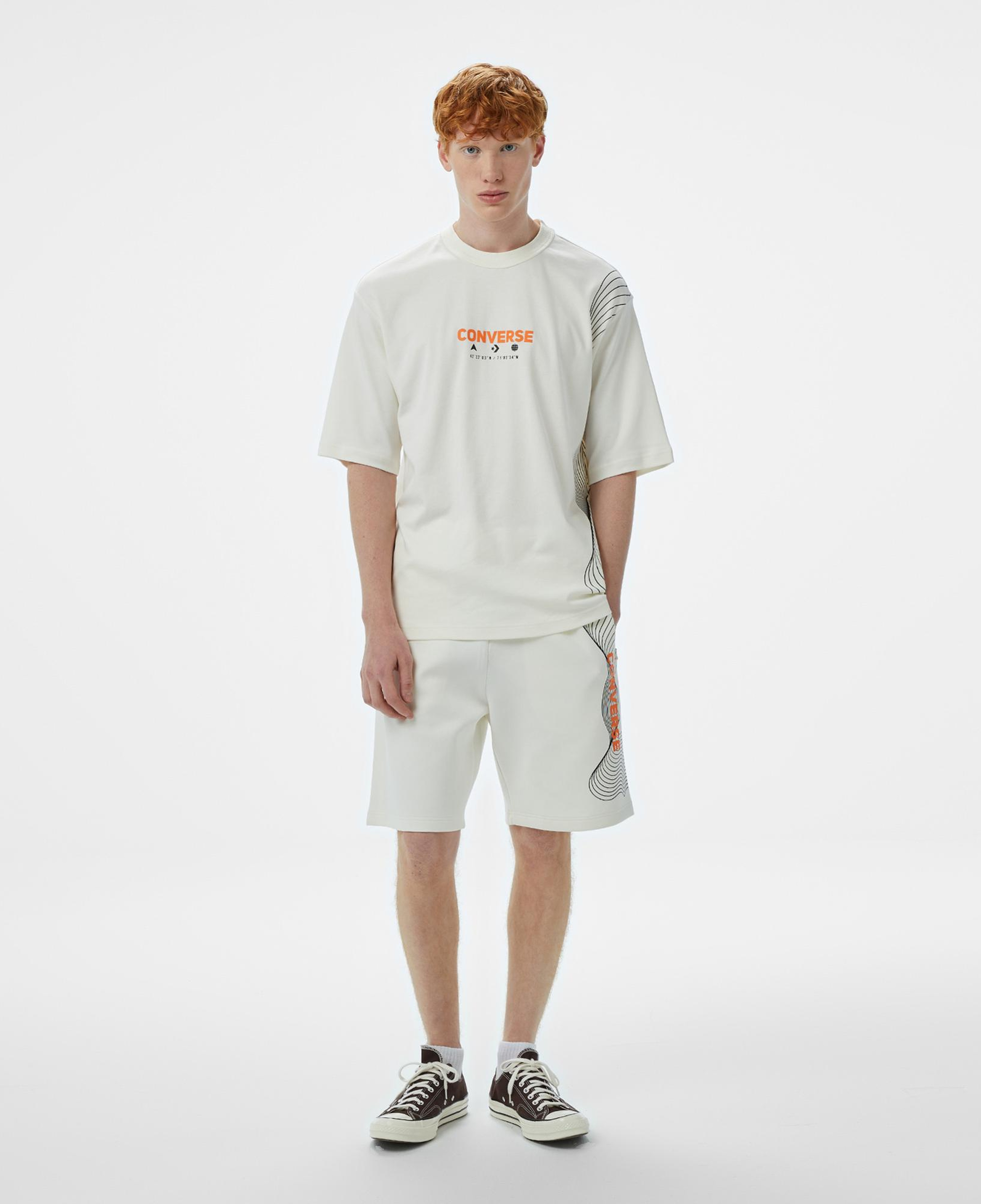 Converse Star Chevron Baskılı Oversize Fit Erkek Beyaz T-Shirt