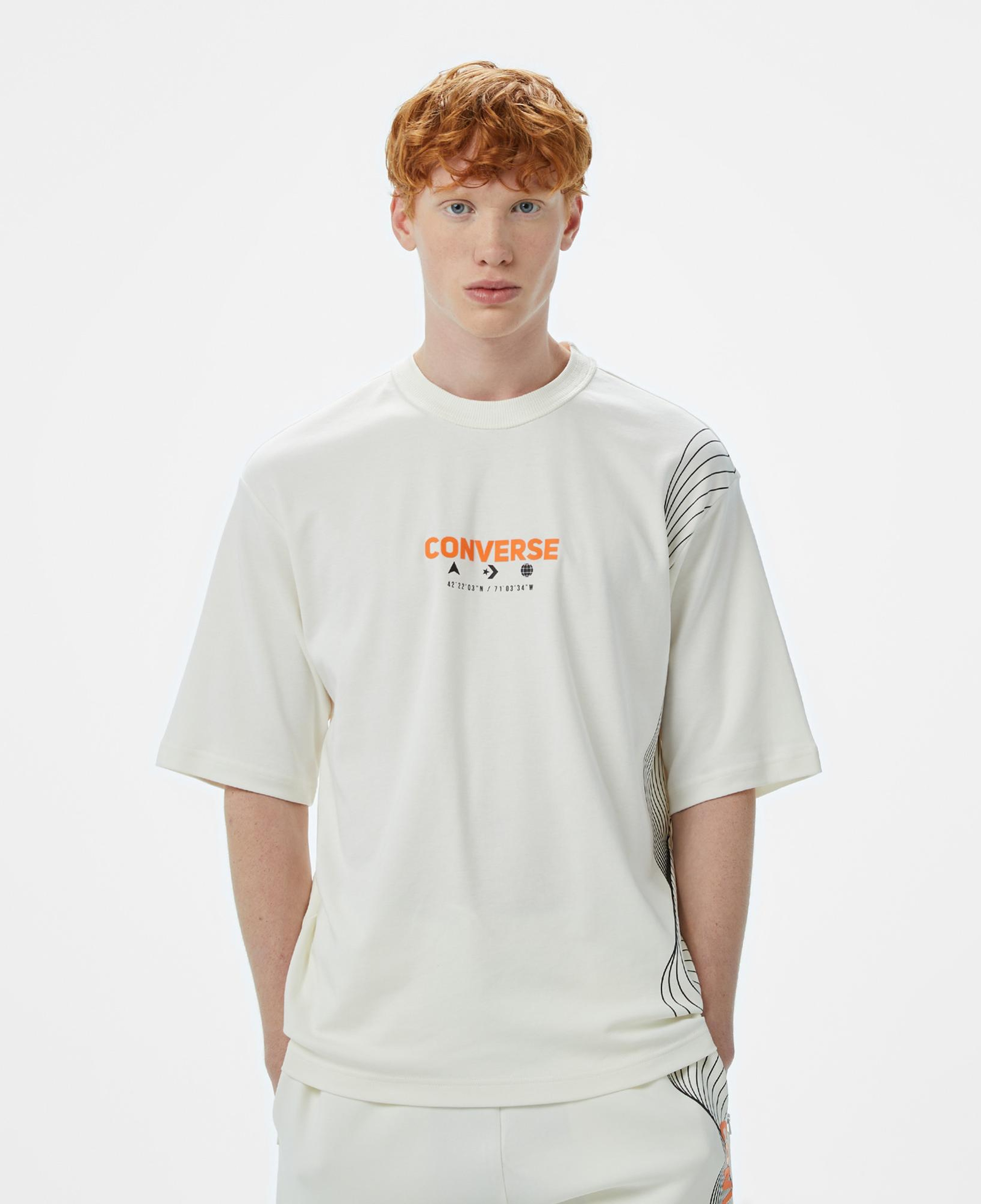 Converse Star Chevron Baskılı Oversize Fit Erkek Beyaz T-Shirt