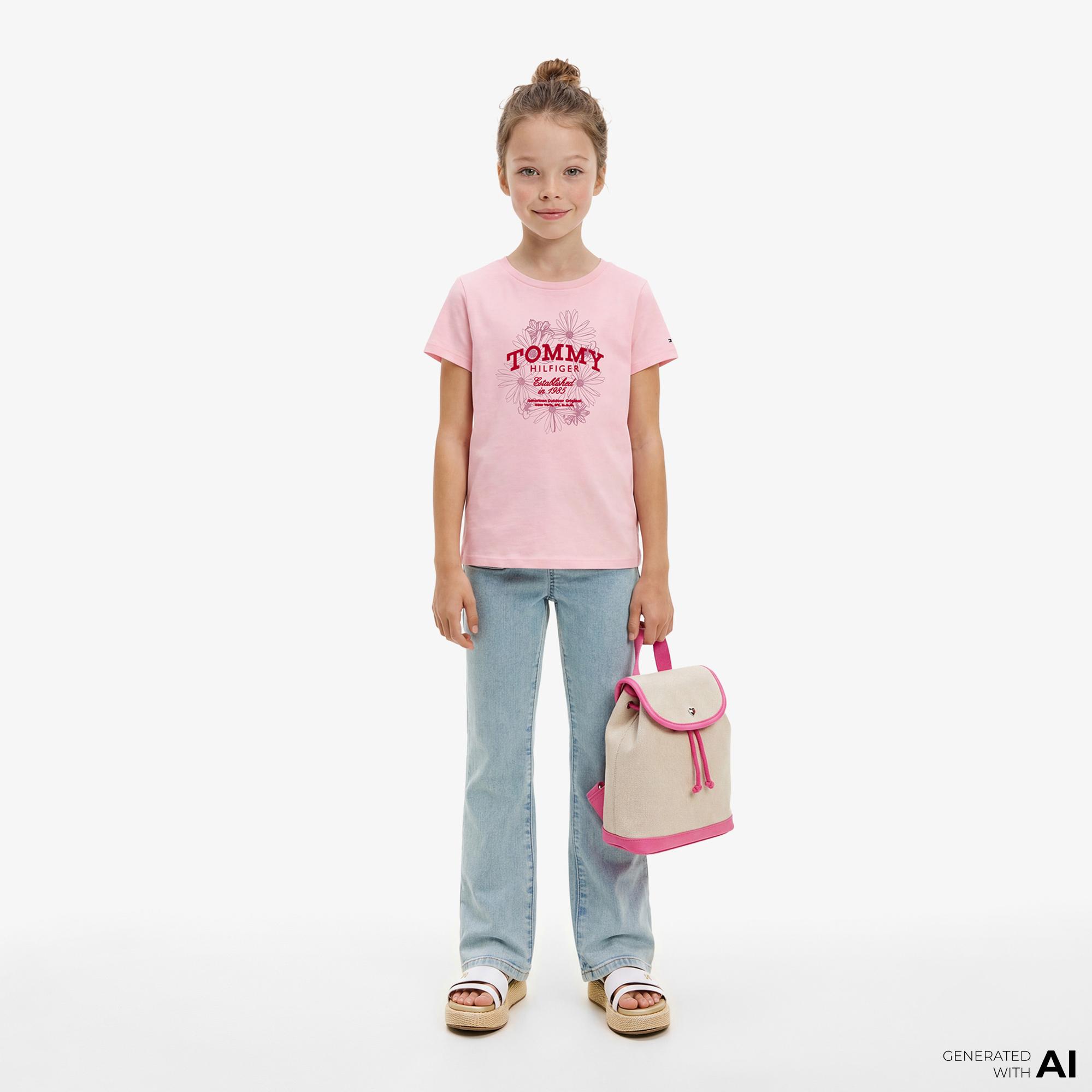 Tommy Hilfiger Flower Çocuk Pembe T-Shirt