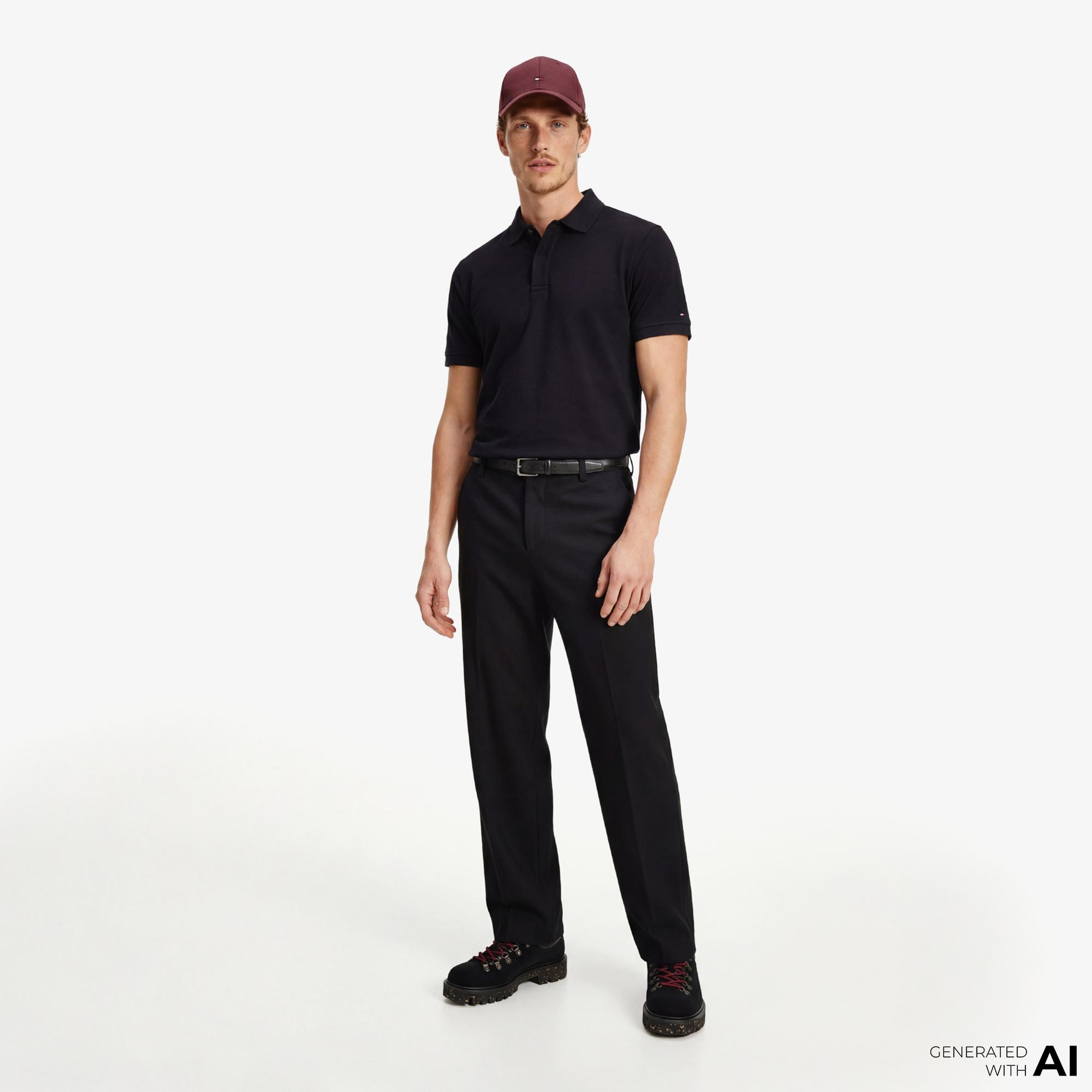 Tommy Hilfiger Elevated Essentials Erkek Siyah Polo Yaka T-Shirt