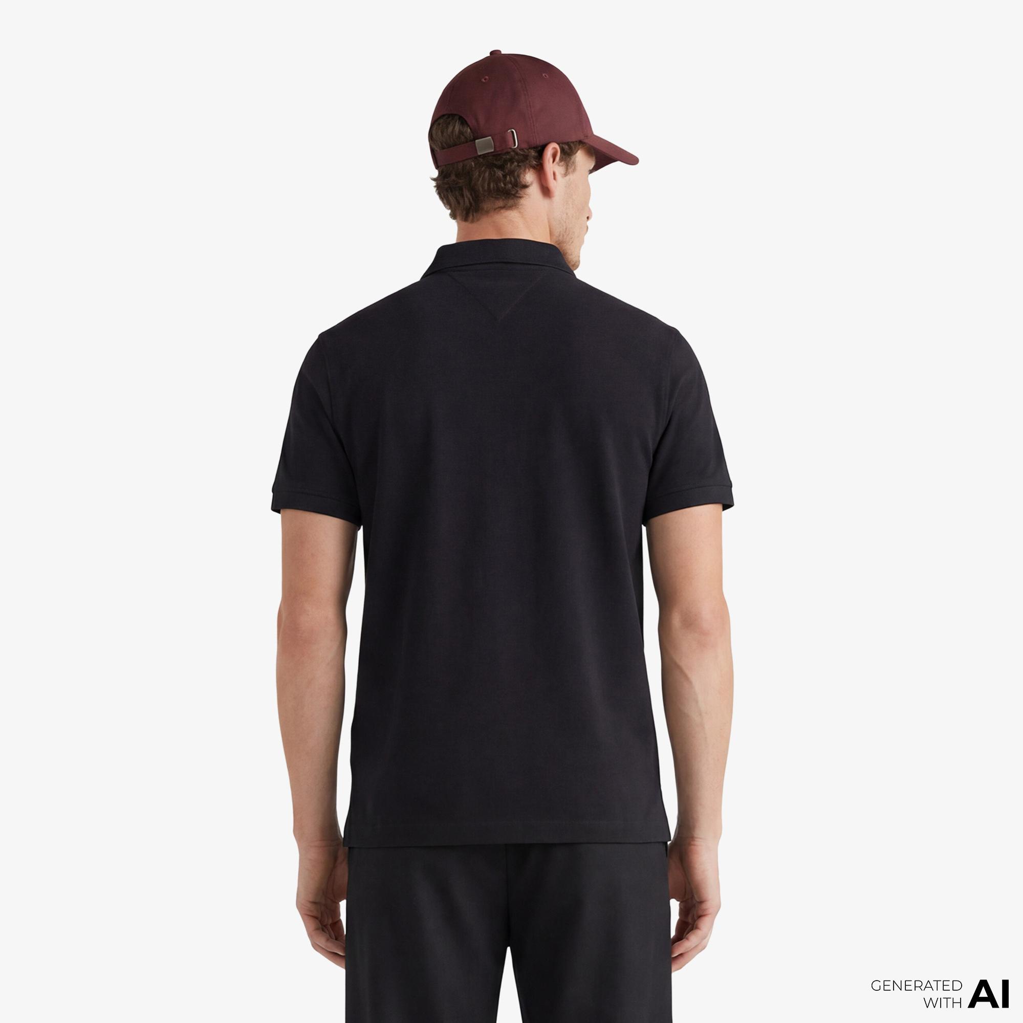 Tommy Hilfiger Elevated Essentials Erkek Siyah Polo Yaka T-Shirt