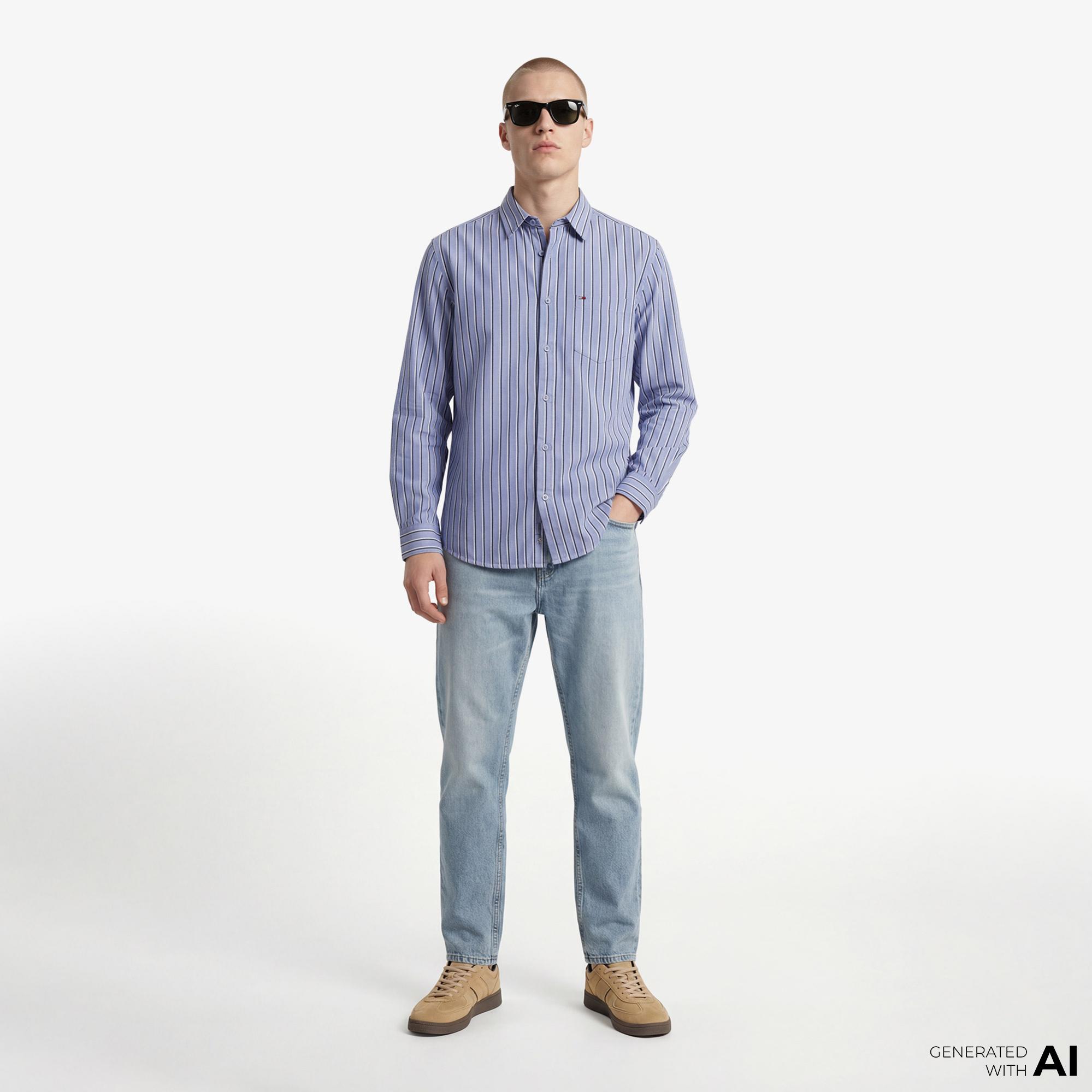 Tommy Hilfiger Twill Erkek Mavi Gömlek