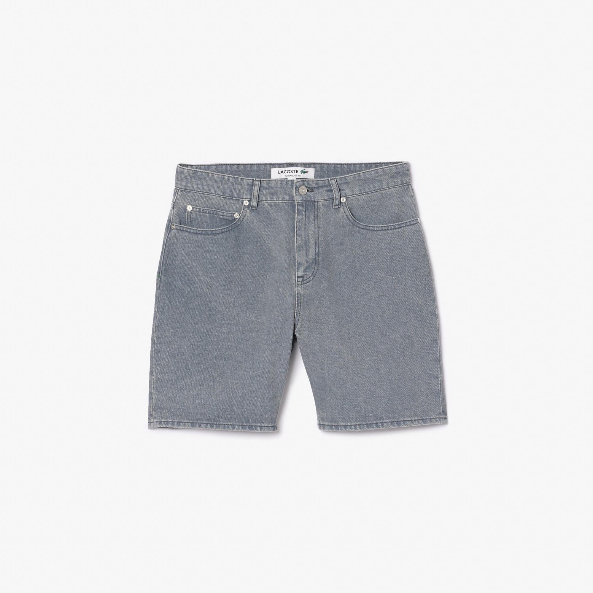 Lacoste Erkek Straight Fit Denim Gri Bermuda Şort