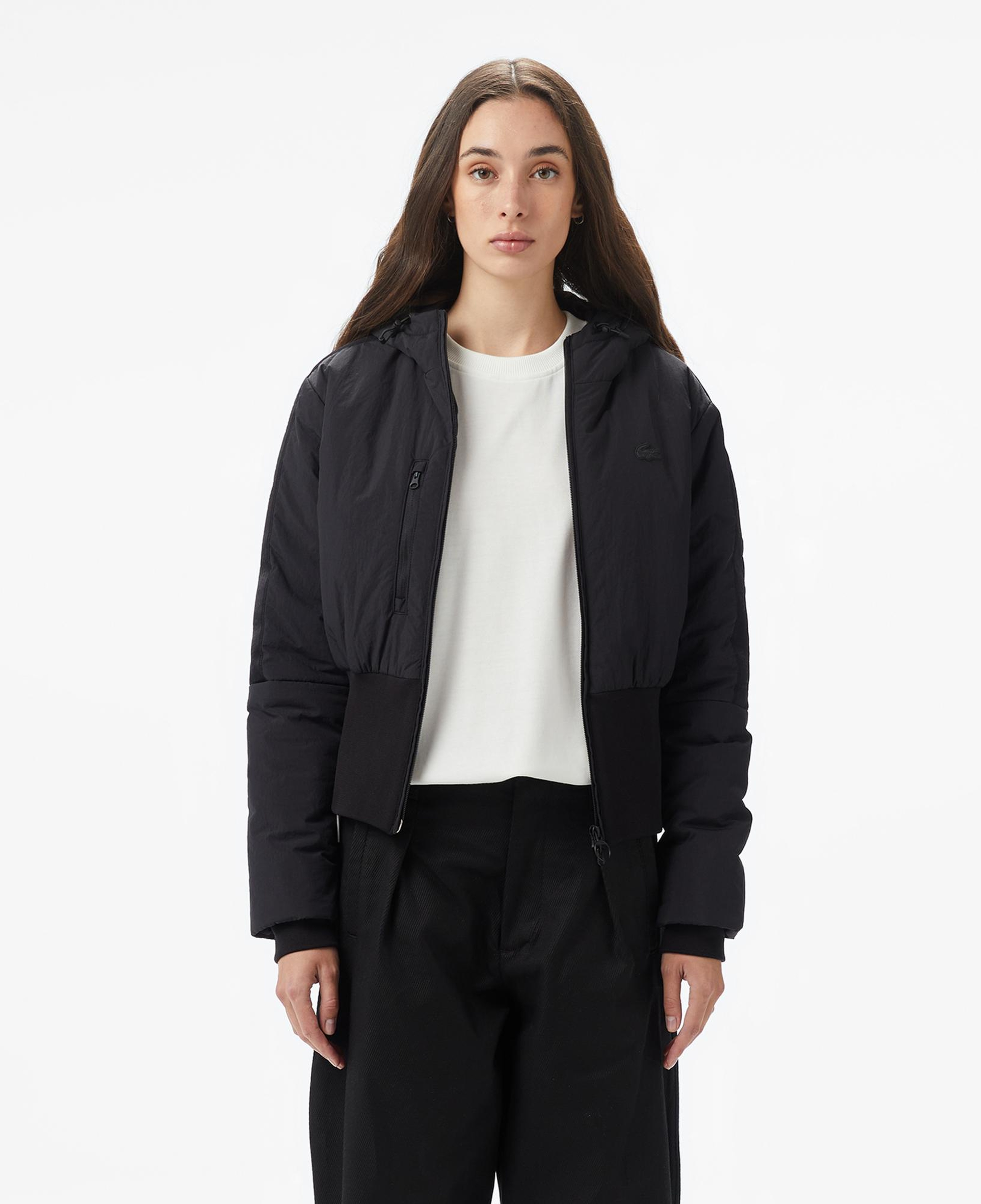 Lacoste Kadın Kapüşonlu Siyah Ceket