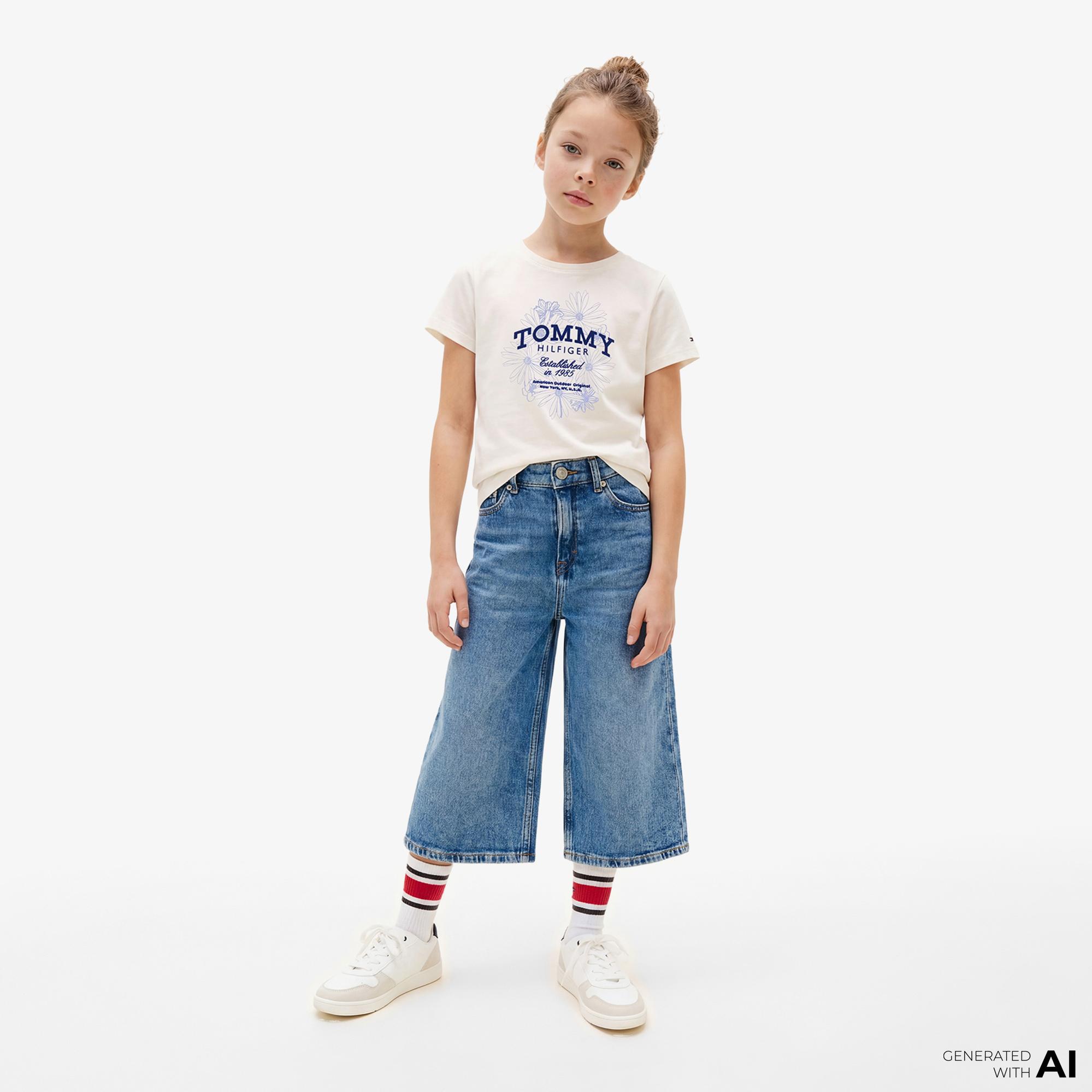 Tommy Hilfiger Flower Çocuk Beyaz T-Shirt