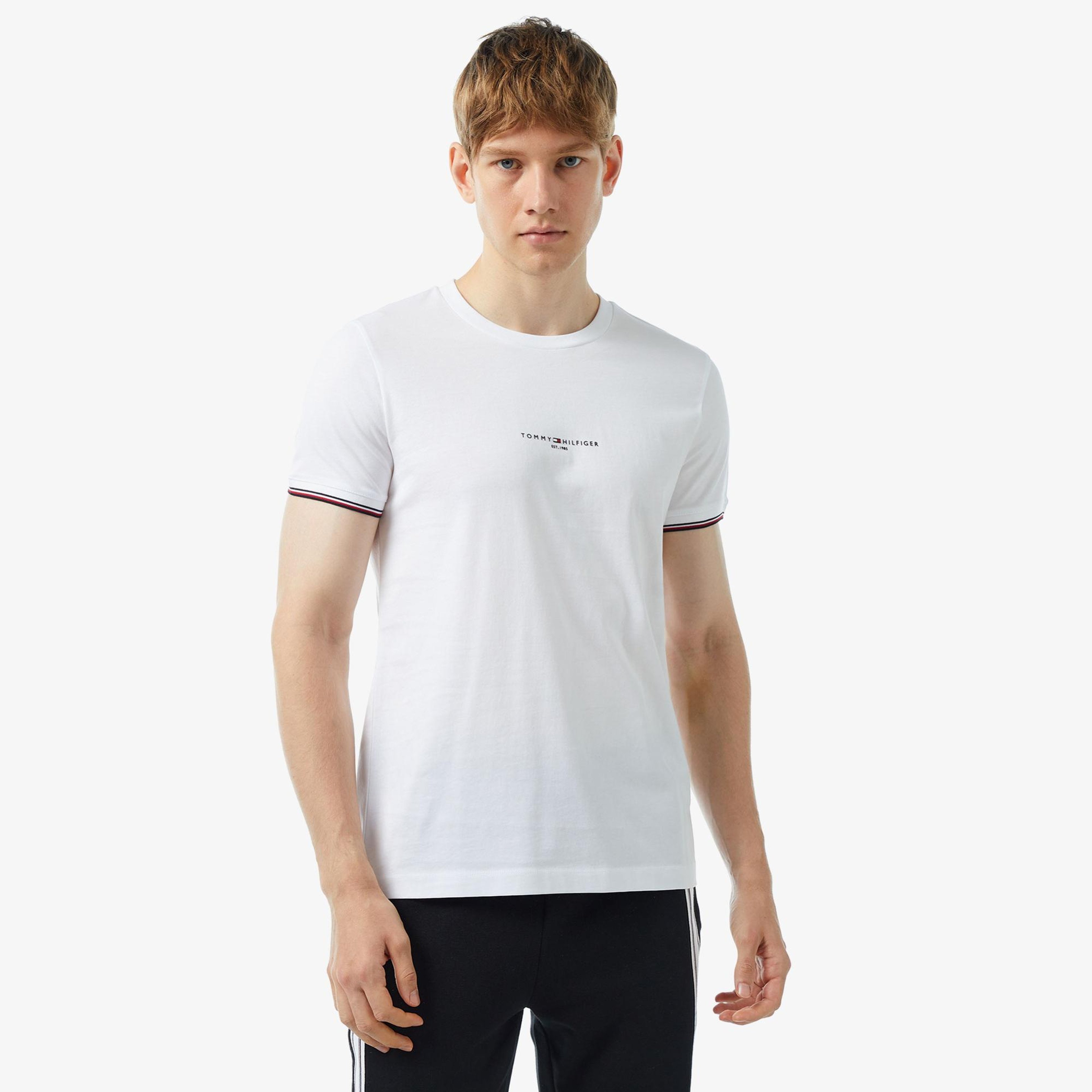 Tommy Hilfiger Logo Tipped Erkek Beyaz T-Shirt
