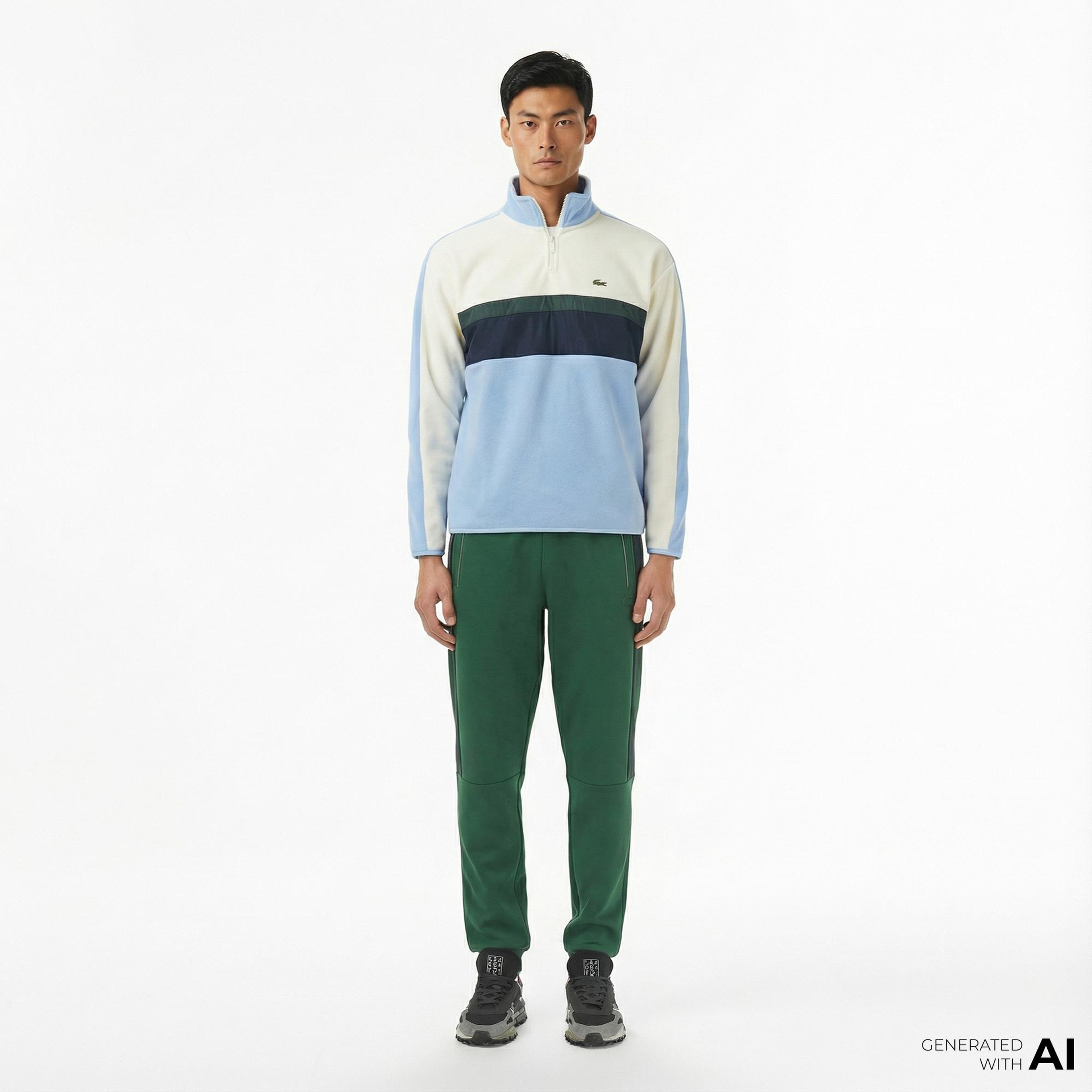 Lacoste Erkek Slim Fit Renk Bloklu Yeşil Eşofman Altı