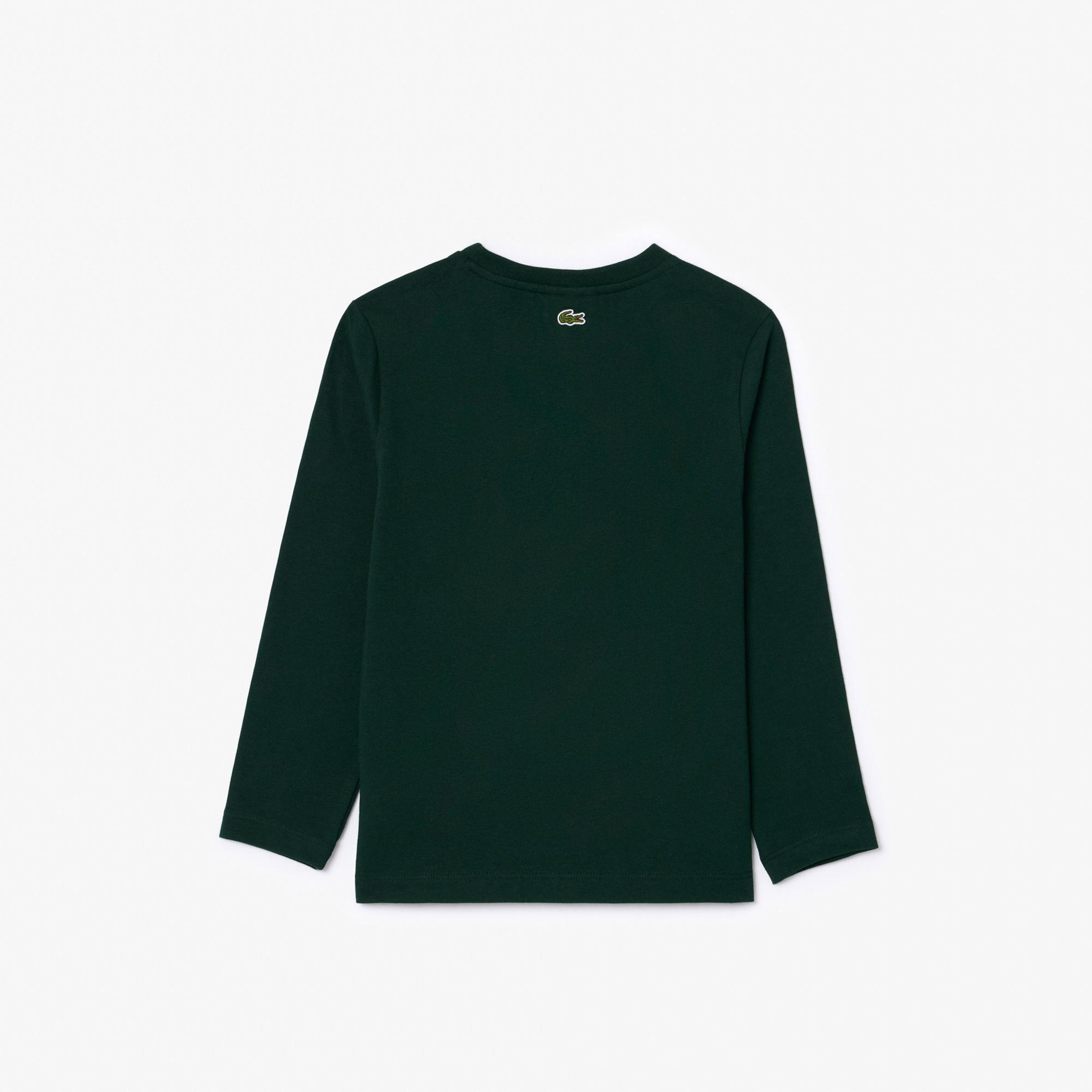 Lacoste Erkek Çocuk Uzun Kollu Bisiklet Yaka Baskılı Yeşil T-Shirt