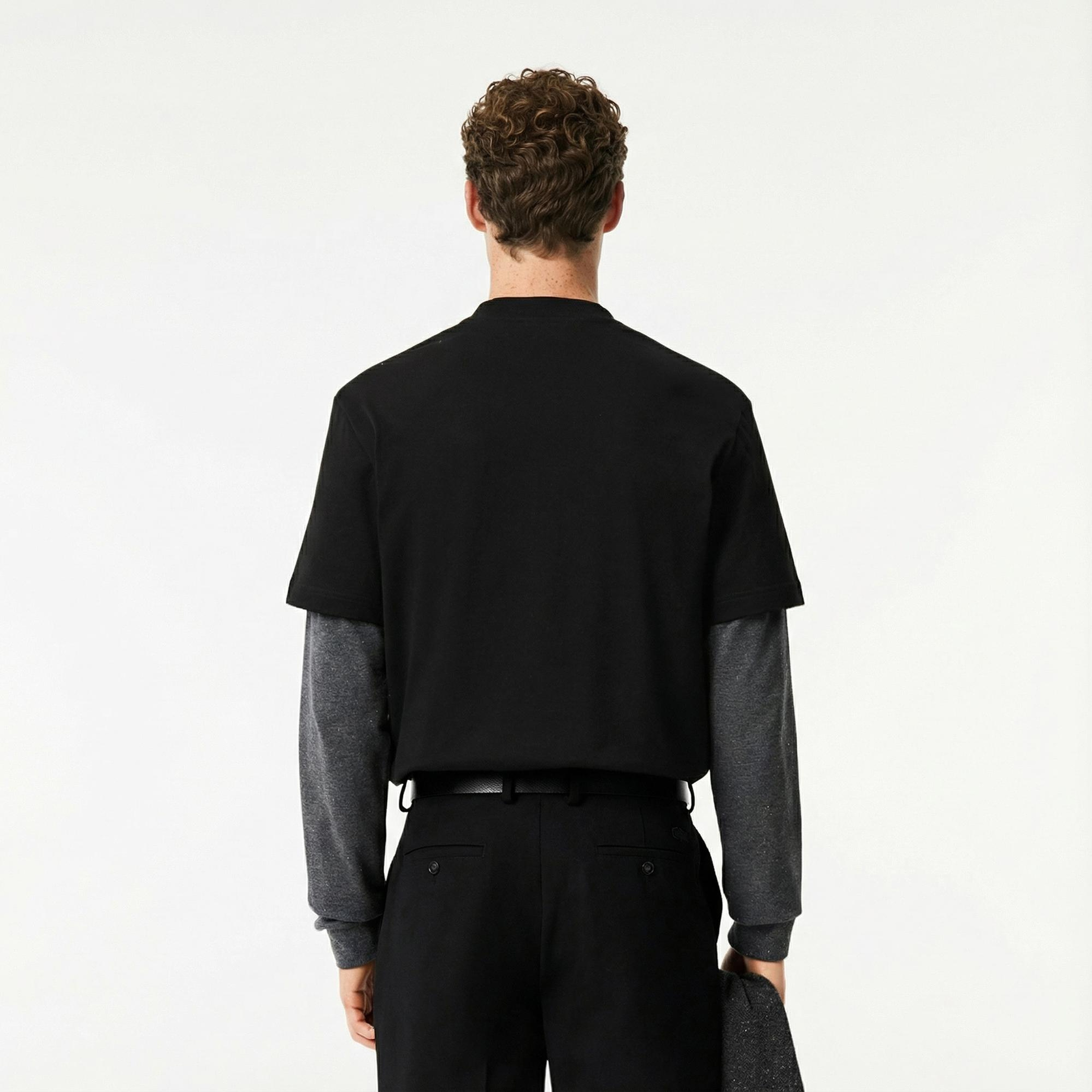 Lacoste Erkek Classic Fit Bisiklet Yaka Siyah T-Shirt